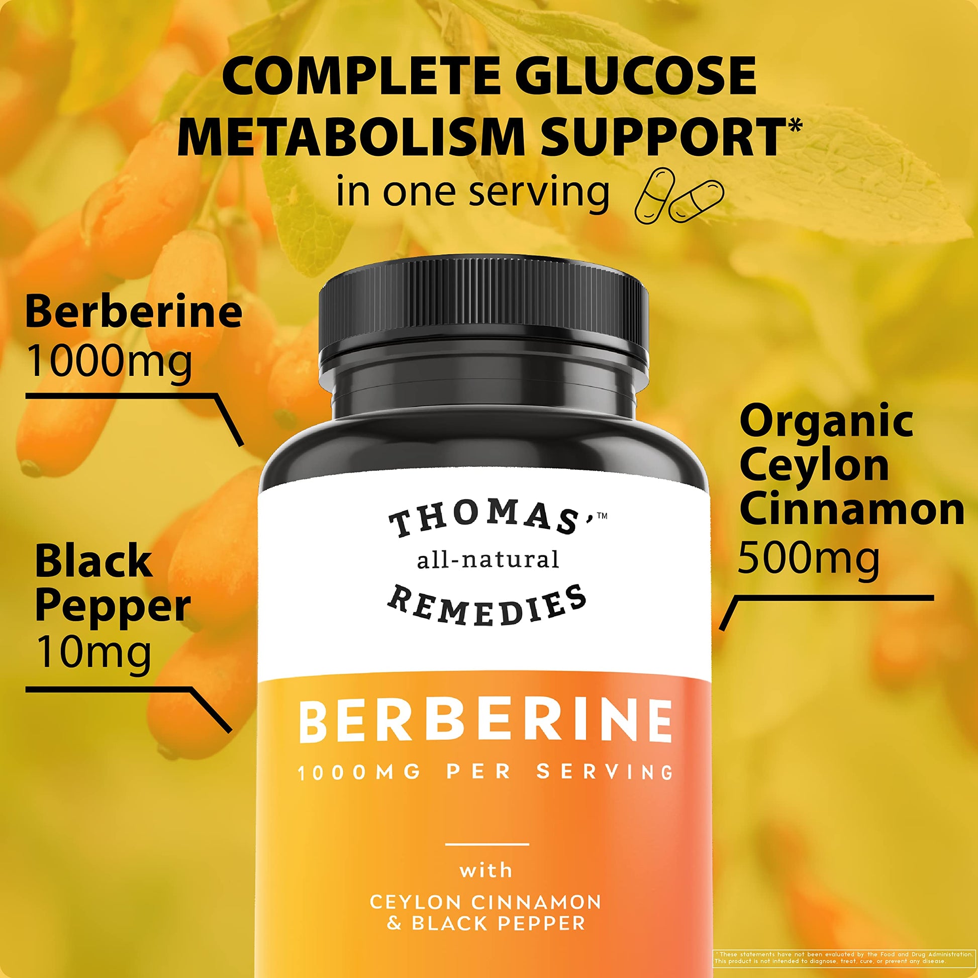 Thomas' all-natural Remedies Berberine 500mg (1000mg Per Serving)- 120 Vegan Capsules Thomas' all-natural Remedies buy supplements canada