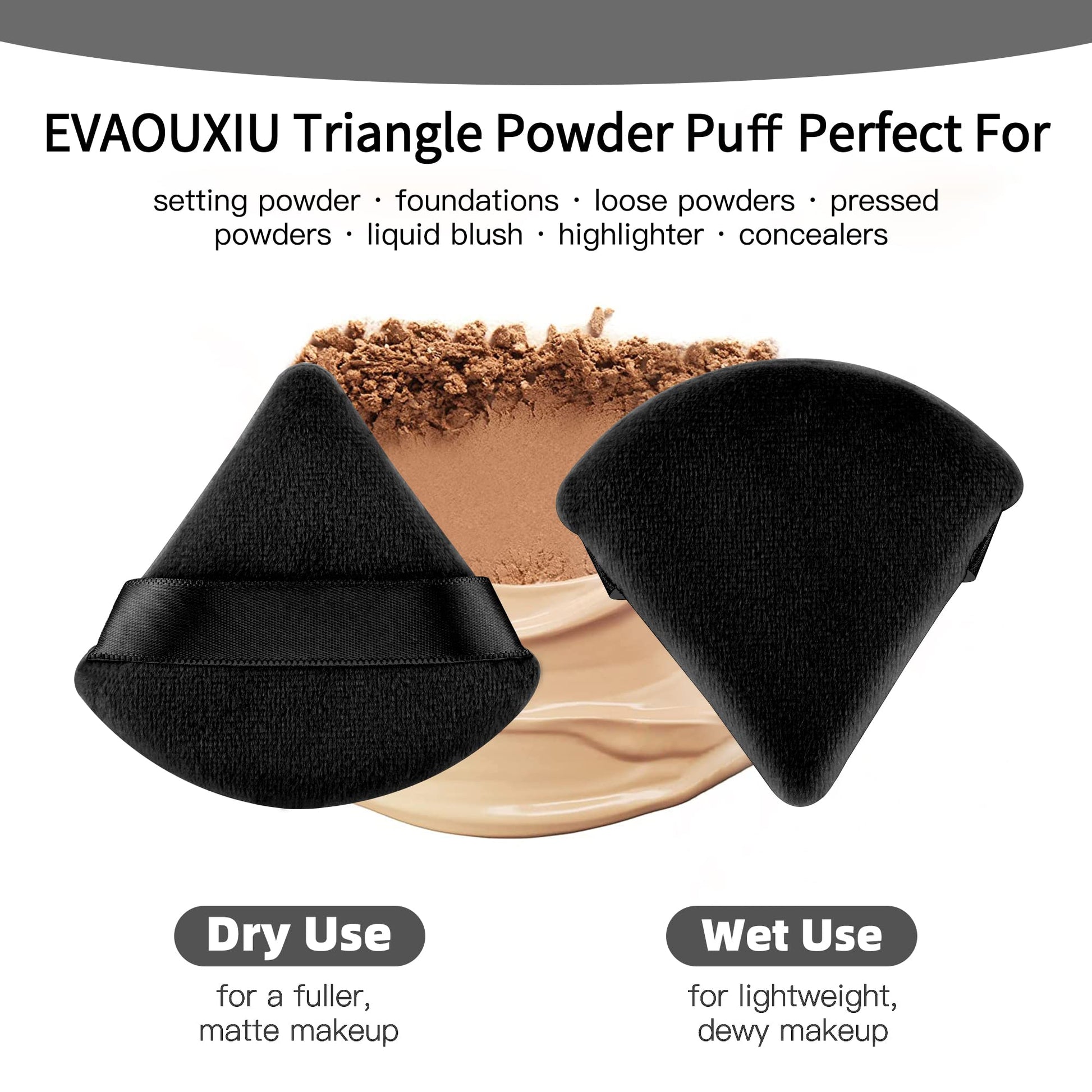 2 Pcs EVAOUXIU Triangle Powder Puff for Face Powder, Soft Plush Setting Makeup Puff, Velour Cosmetic Foundation Blender Sponge Beauty Makeup Tools (Black) EVAOUXIU buy supplements canada