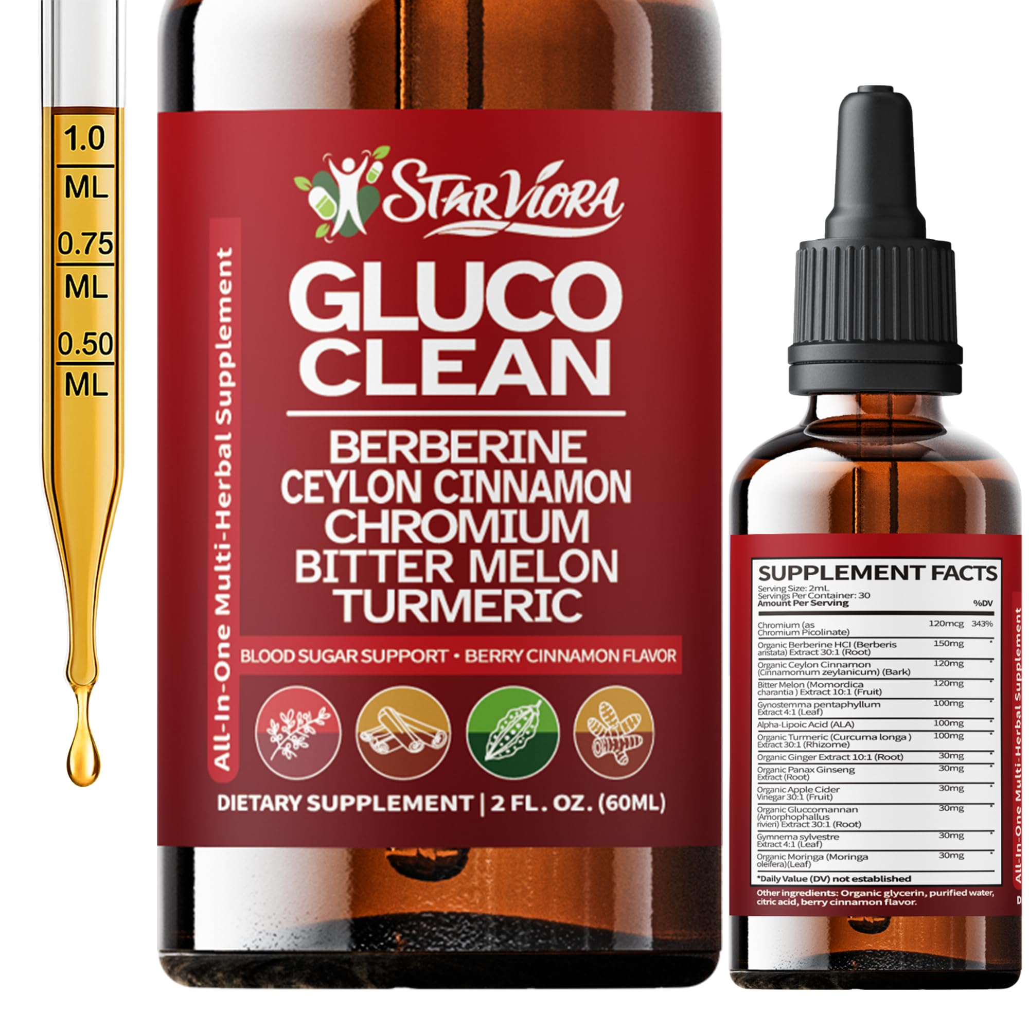 StarViora Gluco Clean Sugar-Free Herbal Blend with Berberine & Chromium, Bitter Melon, Ginseng and Alpha Lipoic Acid for Daily Wellness StarViora buy supplements canada