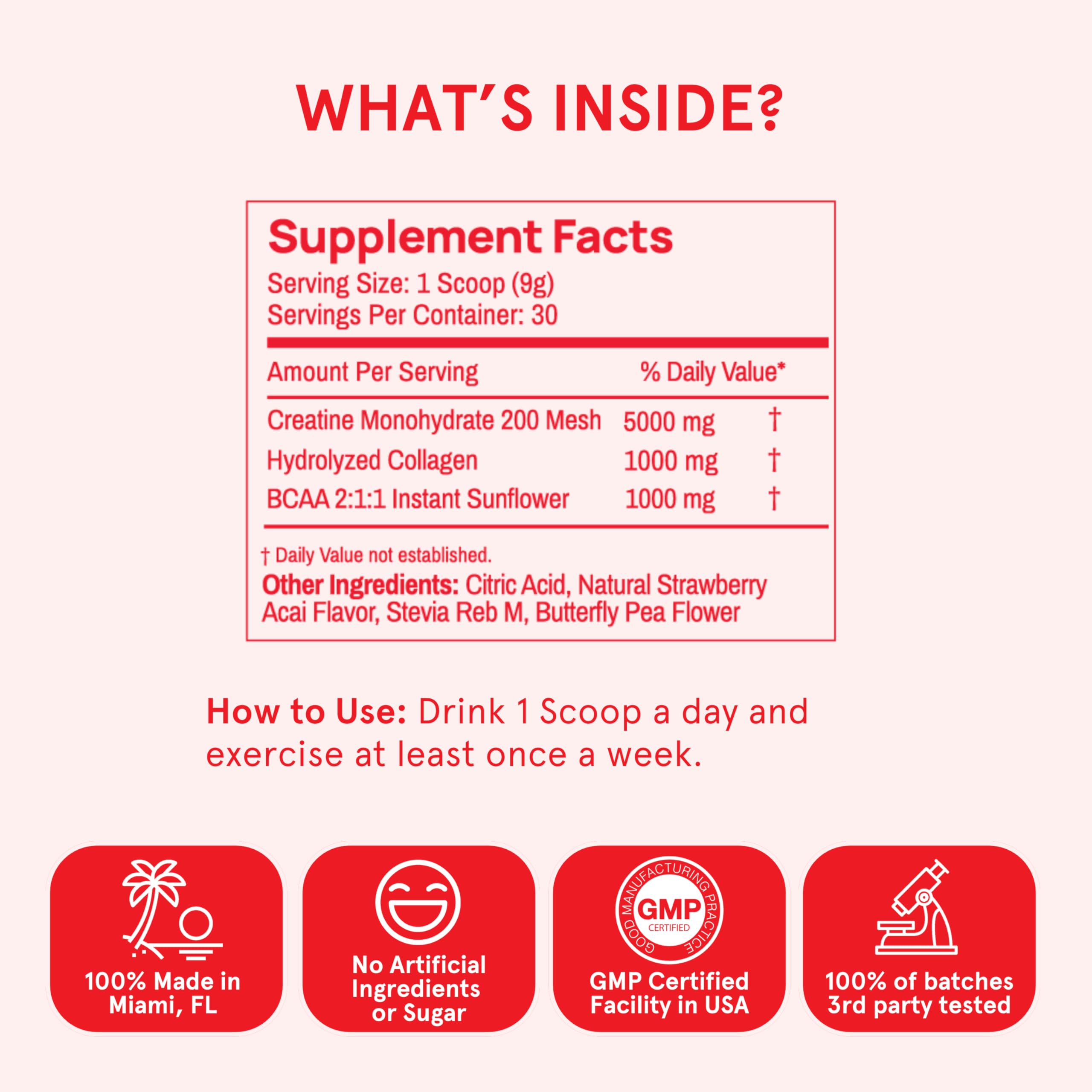 Peach Perfect Creatine Blend for Women – Micronized Creatine Monohydrate with BCAA & Collagen for Glute Strength Support – Strawberry Acai – 30 Servings Peach Perfect buy supplements canada