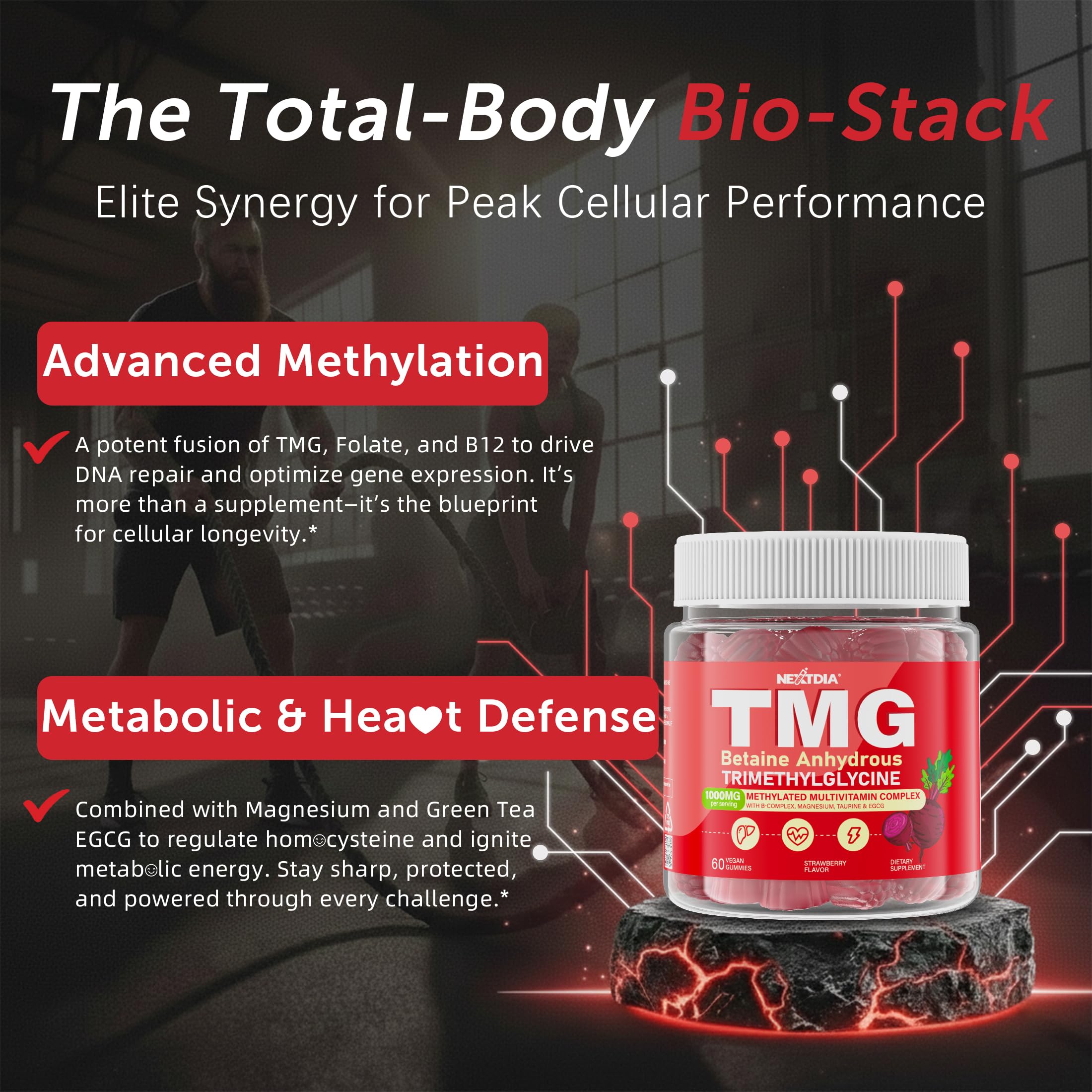 2Pack TMG Gummies 1000mg Betaine Anhydrous + Methylated Multivitamin & B Complex Methylated(Methylfolate B12 B6), Magnesium, Taurine - Essential Trimethylglycine for Homocysteine Levels, Brain, Energy Nextdia buy supplements canada