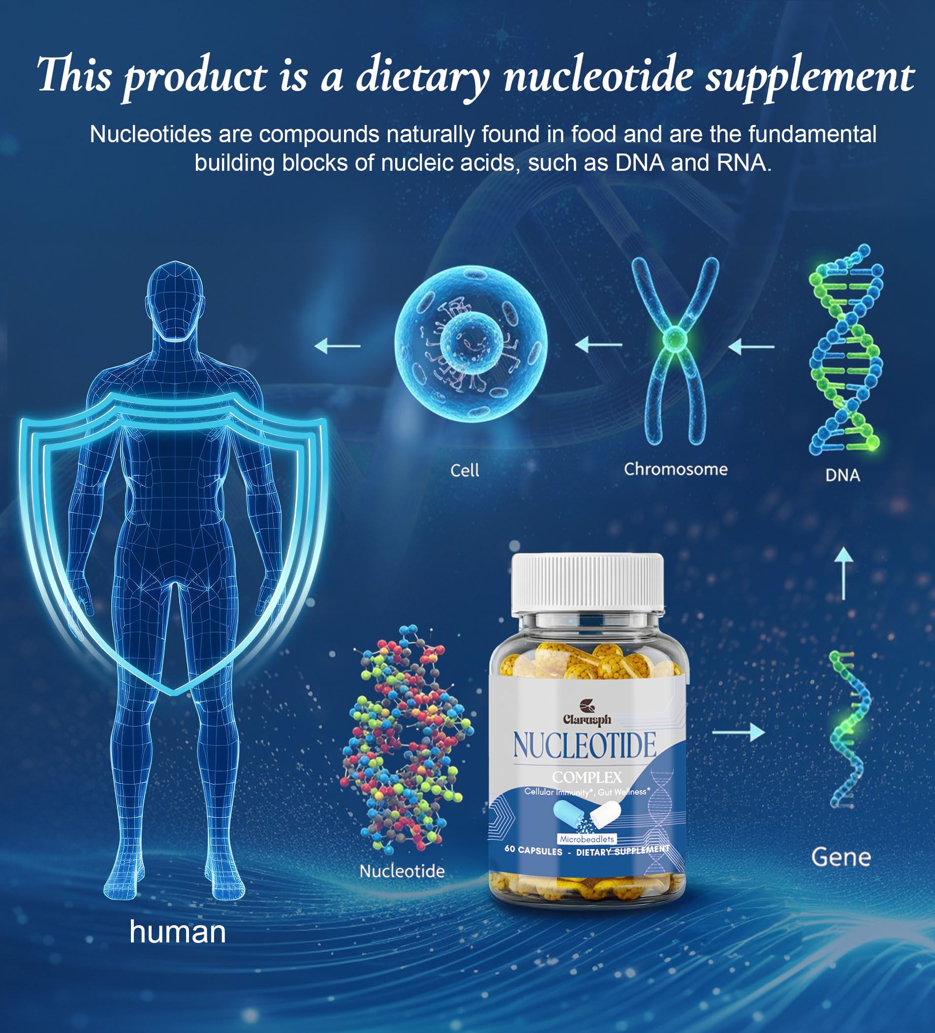 Clarusph Immunity* Supplement, Immune* Nucleotide Complex Blend 400mg Including AMP, CMP, GMP, UMP, Nucleo Immune*, 120 Capsules Clarusph buy supplements canada