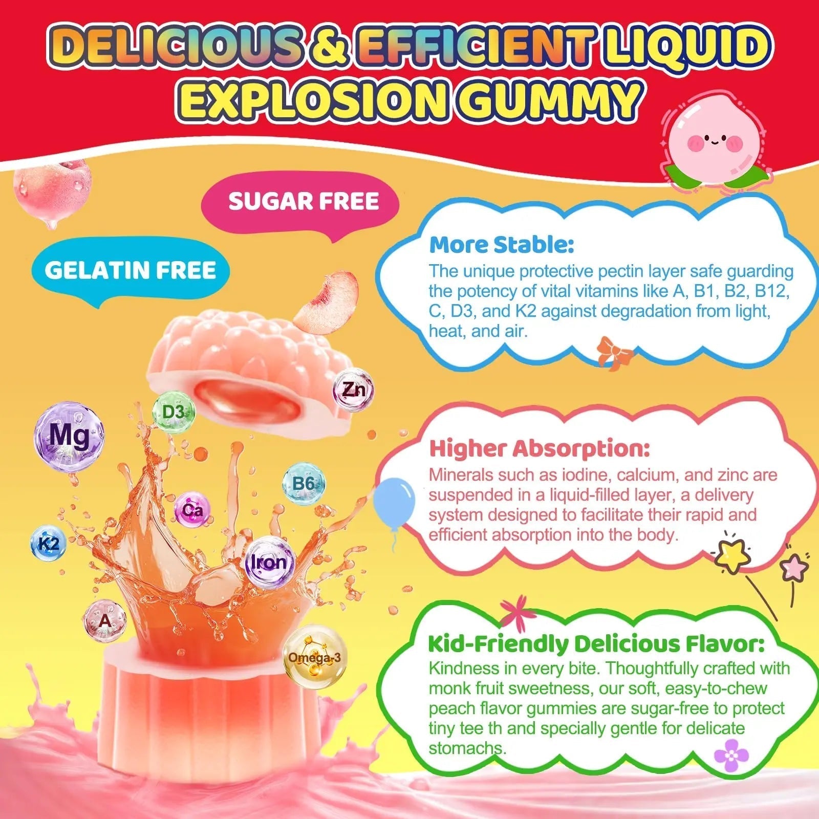 Fajeckma Organic Kids Multivitamin Gummies: Sugar Free Multi Vitamin Gummy with Vitamins D3 Iron Omega Probiotic Elderberry Calcium Zinc Dha Fajeckma buy supplements canada