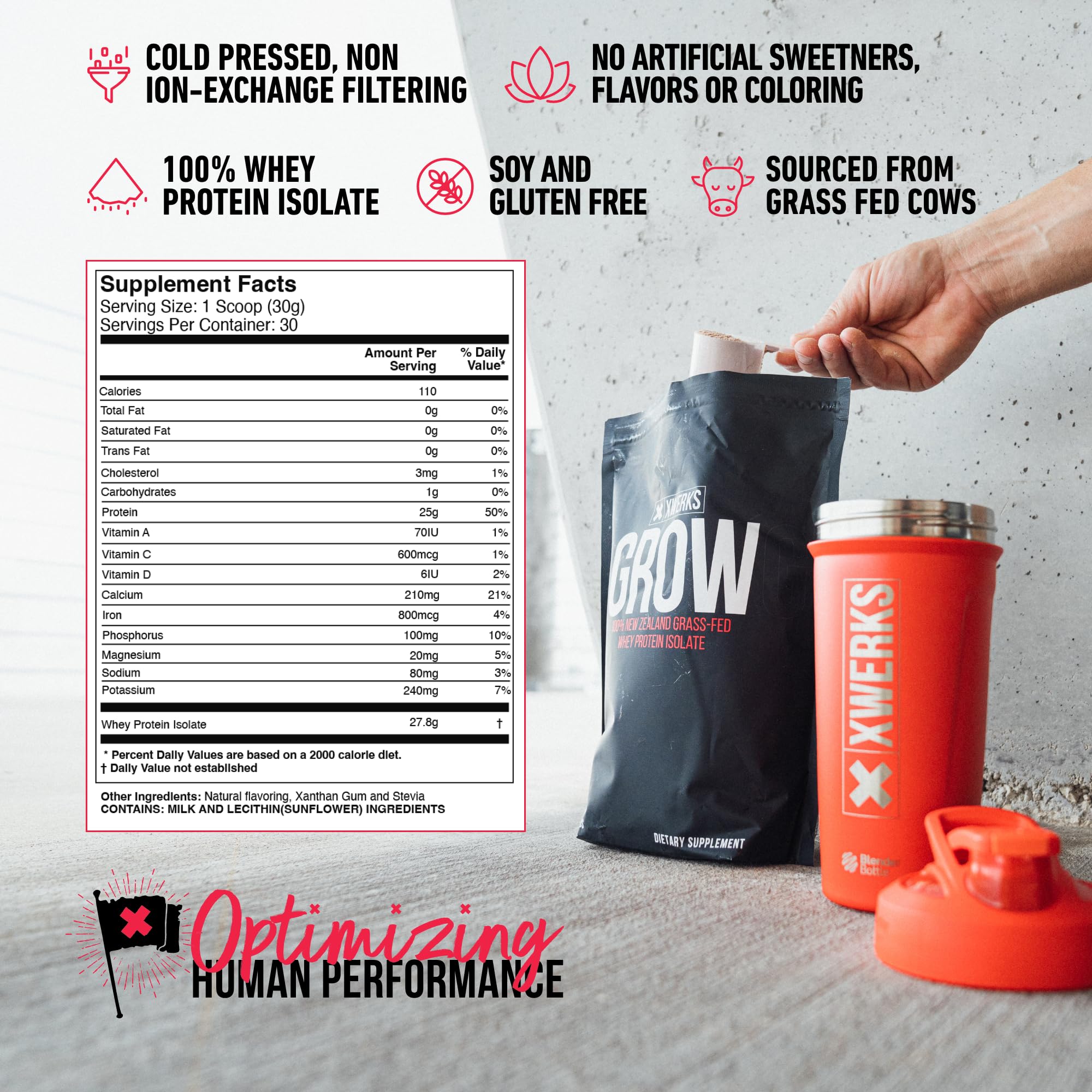 Xwerks Grow 100% New Zealand Grass-Fed Whey Protein - 25g of Pure Isolate Protein Xwerks buy supplements canada