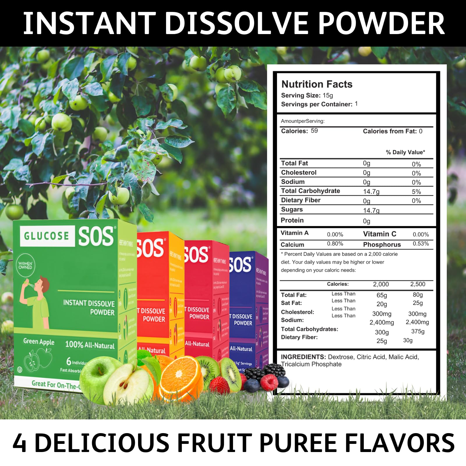 Glucose SOS Glucose Powder Packets with Natural Dextrose, Fast-Absorption That Instantly Dissolves in Your Mouth with No Water Needed, Sweet & Tangy 12 Servings Glucose SOS buy supplements canada