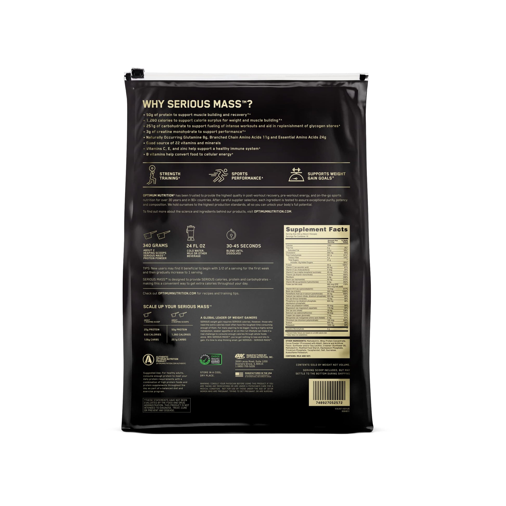 Optimum Nutrition Serious Mass, Weight Gainer Protein Powder for Muscle Gain, Added Optimum Nutrition buy supplements canada
