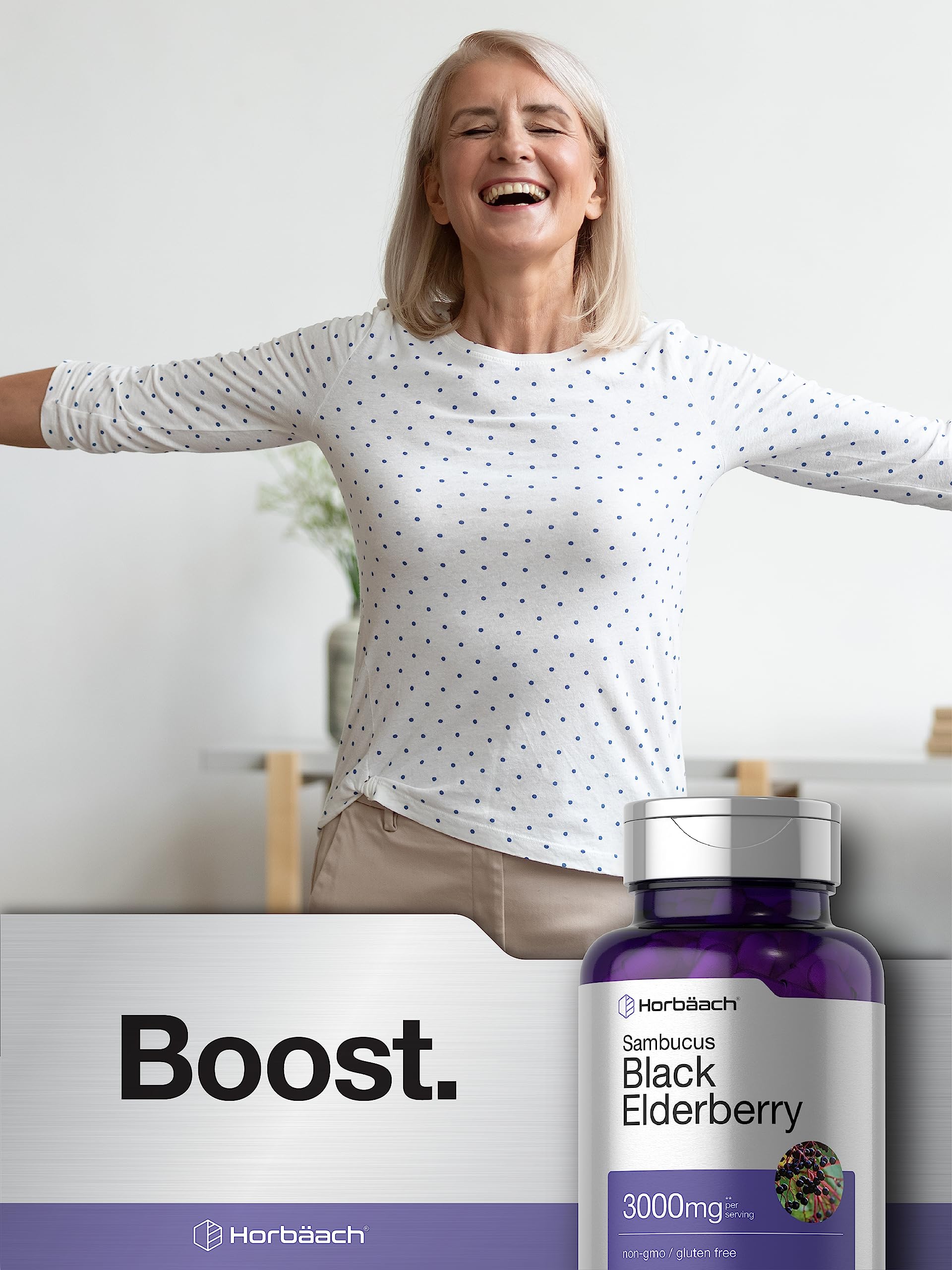 Horbäach Black Elderberry | 180 Count | Non-GMO, Gluten Free | Sambucus Extract Supplement Horbäach buy supplements canada