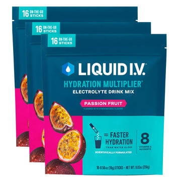 Liquid I.V.® Hydration Multiplier - Passion Fruit | Electrolyte Powder Drink Mix | 3 Pack (48 Servings) Liquid I.V. buy supplements canada