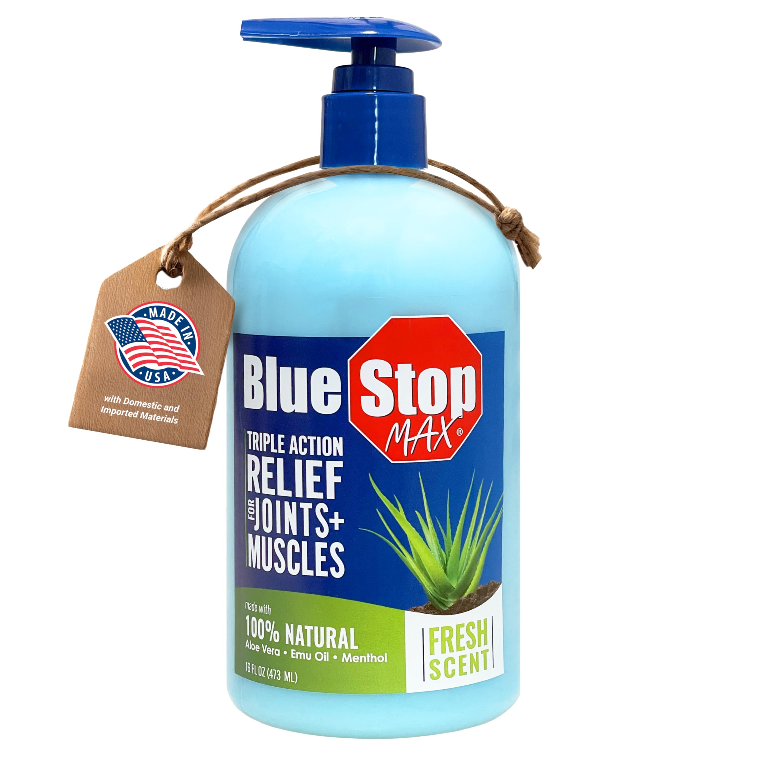 Blue Stop Max Massage Gel for Body Aches, 16 oz Pump Bottle; 3 in 1 Product Relieves Body Aches, Supports Joints and Nourishes The Skin Blue Stop Max buy supplements canada
