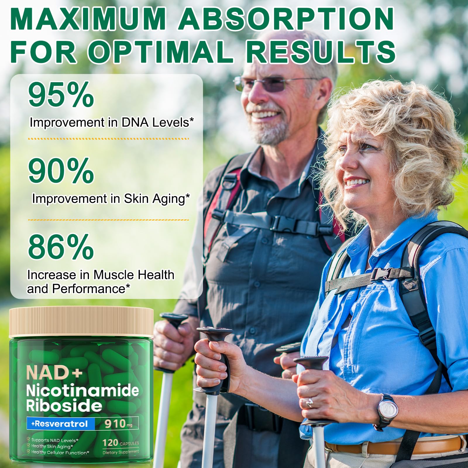 NAD Supplement 120 Capsules, Liposomal Nicotinamide Riboside, Resveratrol, Quercetin, NAD Nicotinamide Riboside Resveratrol 910mg for Women & Men, NAD Supplement for Anti Aging and Cell Regeneration RHBESTOK buy supplements canada
