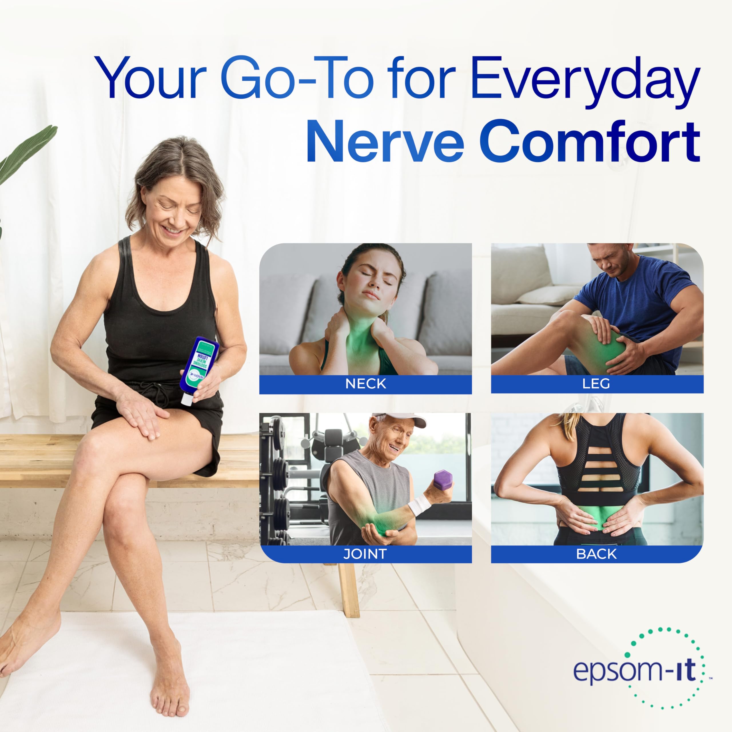 Epsom-It Soothing Nerve Lotion - Epsom Salt Magnesium Lotion, Topical Magnesium Cream with Capsaicin & Arnica to Provide Comfort for Legs, Knee and Feet, 8.0 oz., 2-Pack EPSOM-IT buy supplements canada