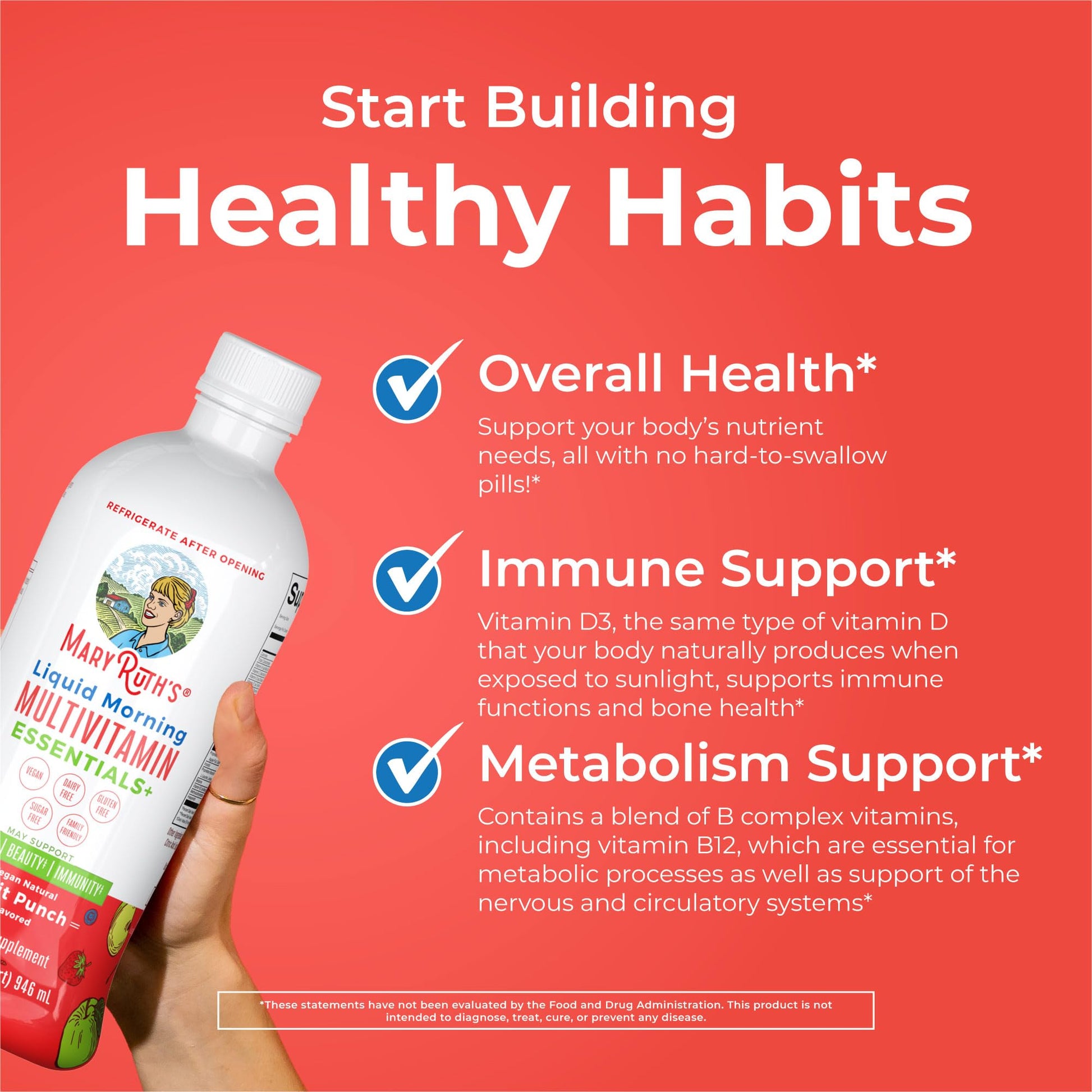 MaryRuth Organics Liquid Morning Multivitamin Essentials+ | Vitamin A C D E B6 B12 Biotin Zinc, Mens Womens Multivitamin, Immune Support, Beauty | Sugar Free | Vitamins for Ages 1+ | Vegan | 32 Fl Oz MARYRUTH'S buy supplements canada