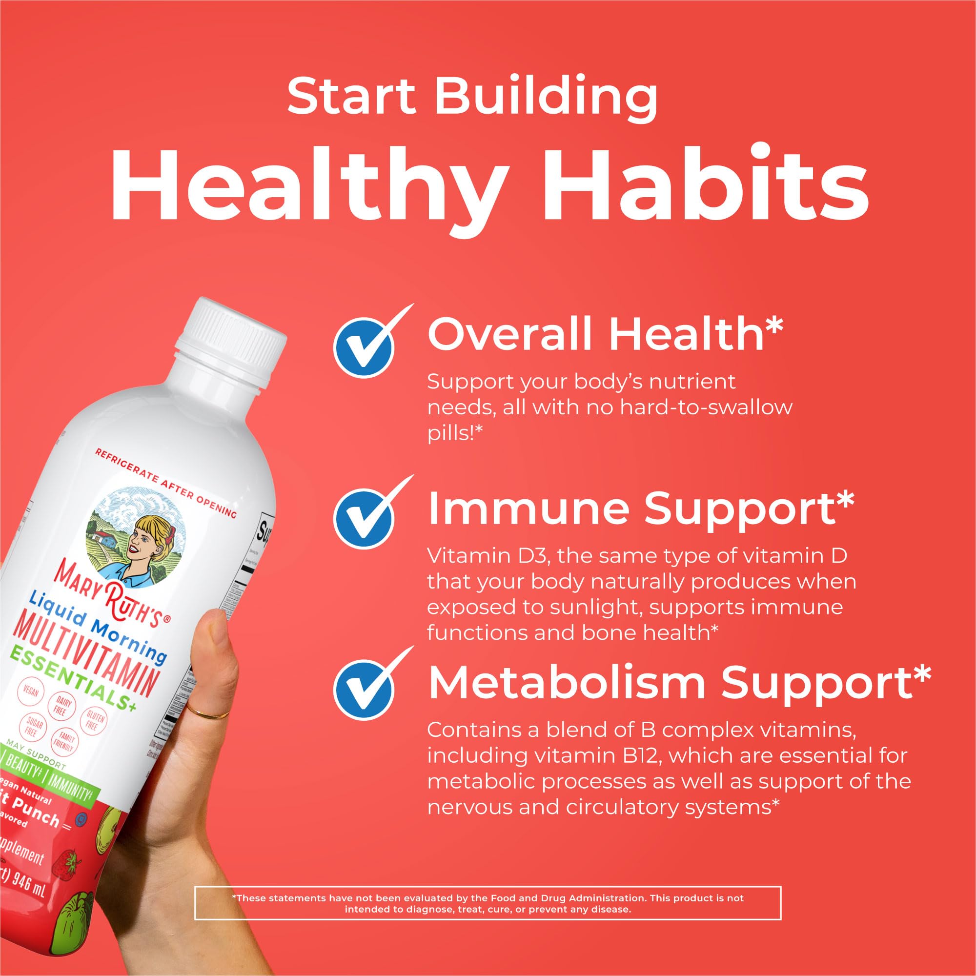 MaryRuth Organics Liquid Morning Multivitamin Essentials+ | Vitamin A C D E B6 B12 Biotin Zinc, Mens Womens Multivitamin, Immune Support, Beauty | Sugar Free | Vitamins for Ages 1+ | Vegan | 32 Fl Oz MARYRUTH'S buy supplements canada