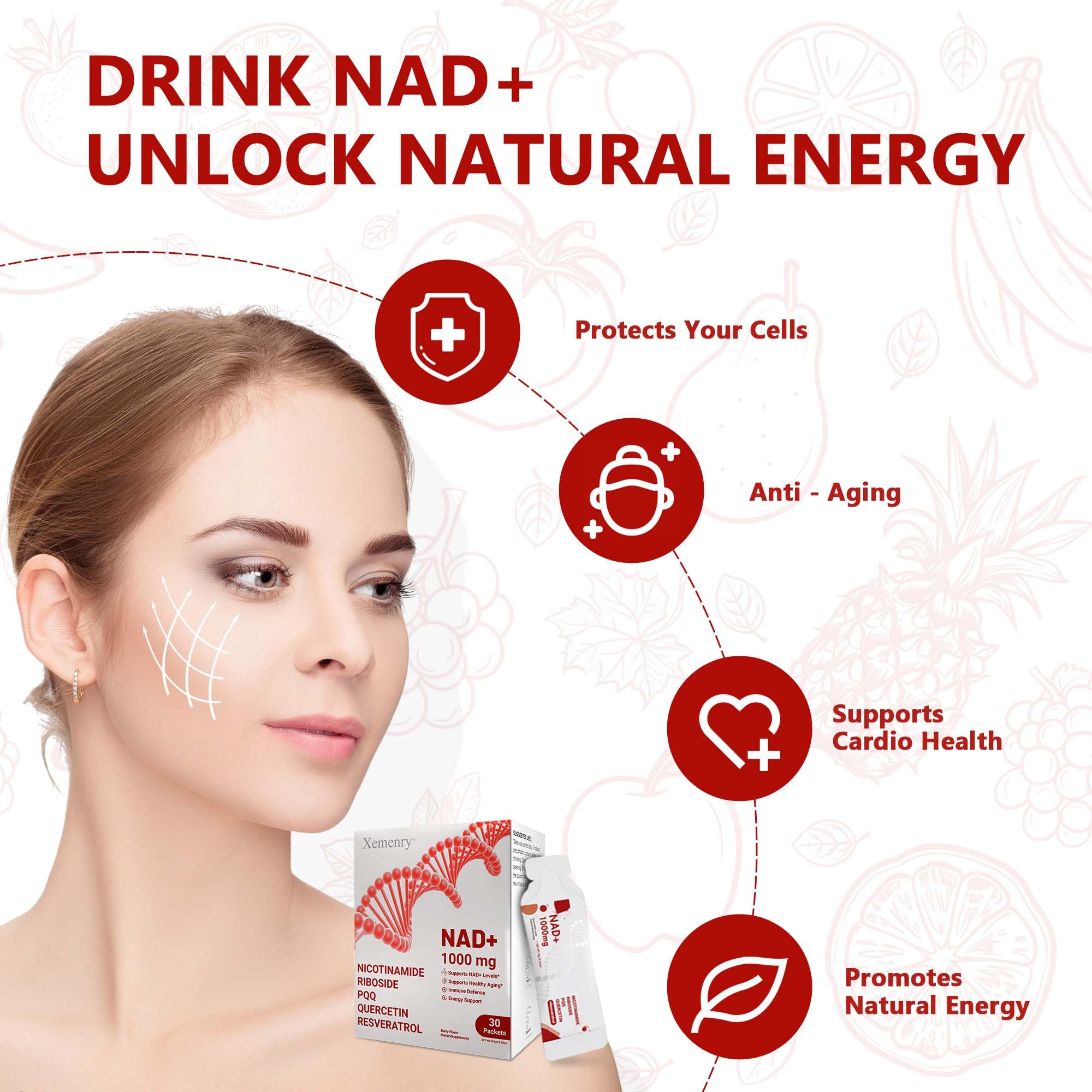 NAD Supplement 1000mg Liquid - Nicotinamide Riboside Resveratrol Supplements for Men & Women - NMN Alternative for Enhanced Energy & Anti-Aging, Focus - 30 Packets Xemenry buy supplements canada
