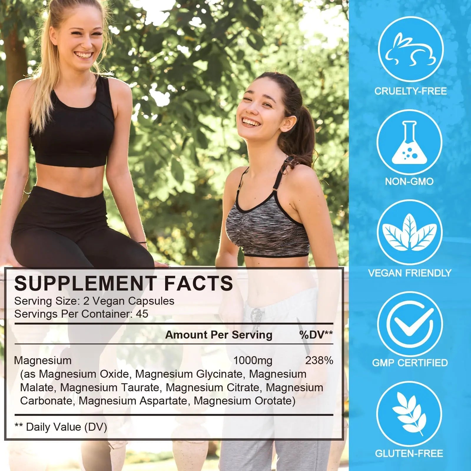 8-in-1 Magnesium Complex 90 Capsules, 1000mg with Magnesium Glycinate, Citrate, Malate, Taurate, Easy Absorption for Health, Energy, Non-GMO, Vegan ITSDAWN buy supplements canada