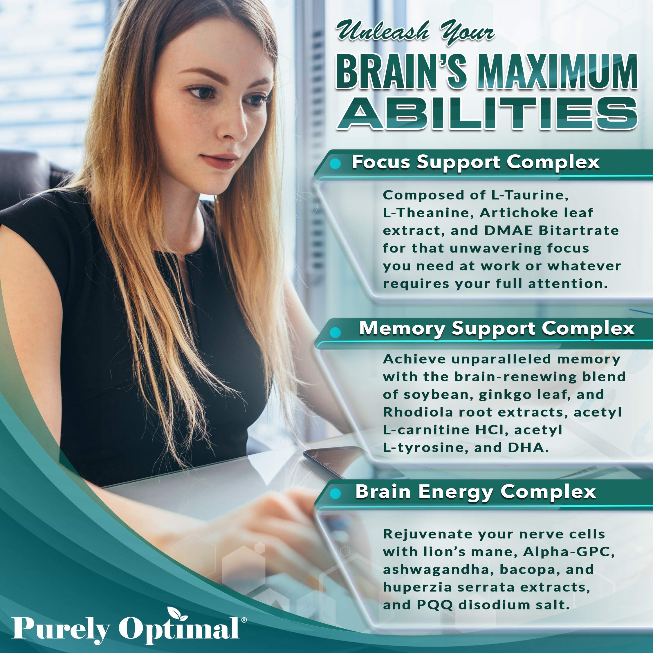 Premium Brain Supplement - Nootropic Brain Booster for Focus, Clarity, Improved Memory Purely Optimal buy supplements canada