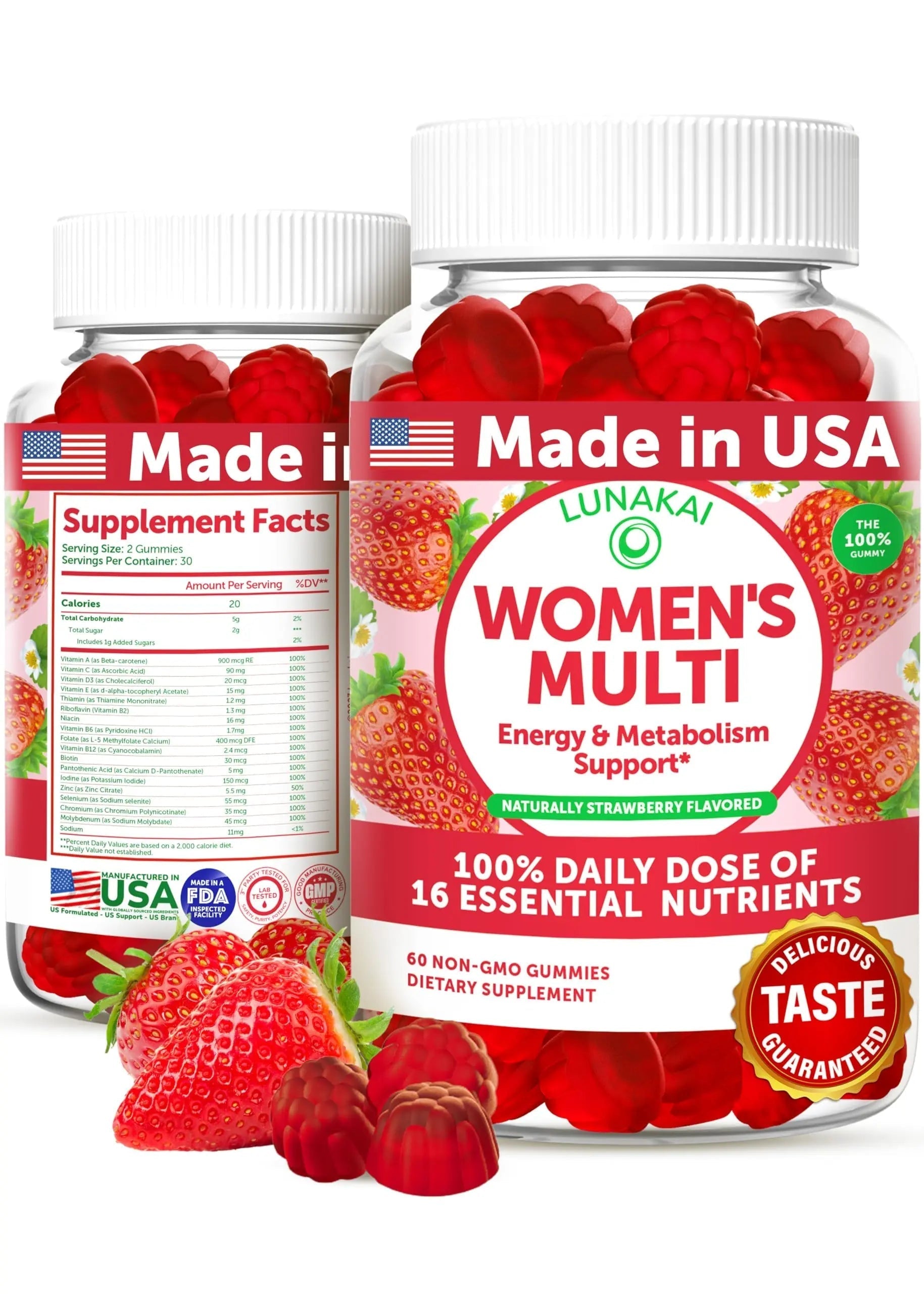 Lunakai USA Made Womens Multivitamin Gummies - Delicious Daily Dose with 16 Multi Vitamins for Women Lunakai buy supplements canada