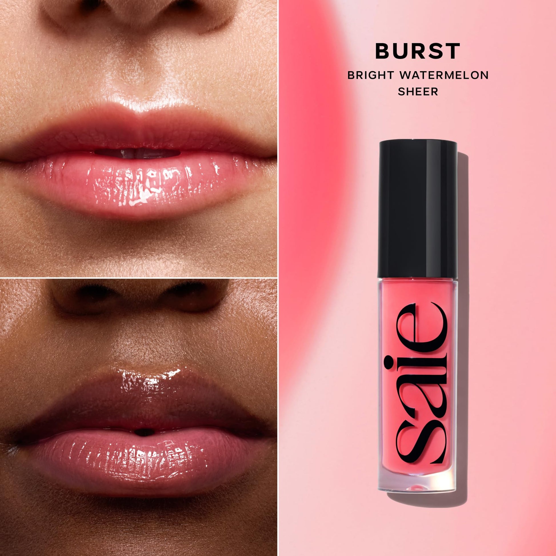 Saie Dewy Glow Duo - Dew Liquid Blush - (.40 oz, Flirty), Glossybounce Lip Gloss-Oil Hybrid (.17 oz, Burst) - Hydrating, Vegan Makeup for Radiant Cheeks & Lips Saie buy supplements canada