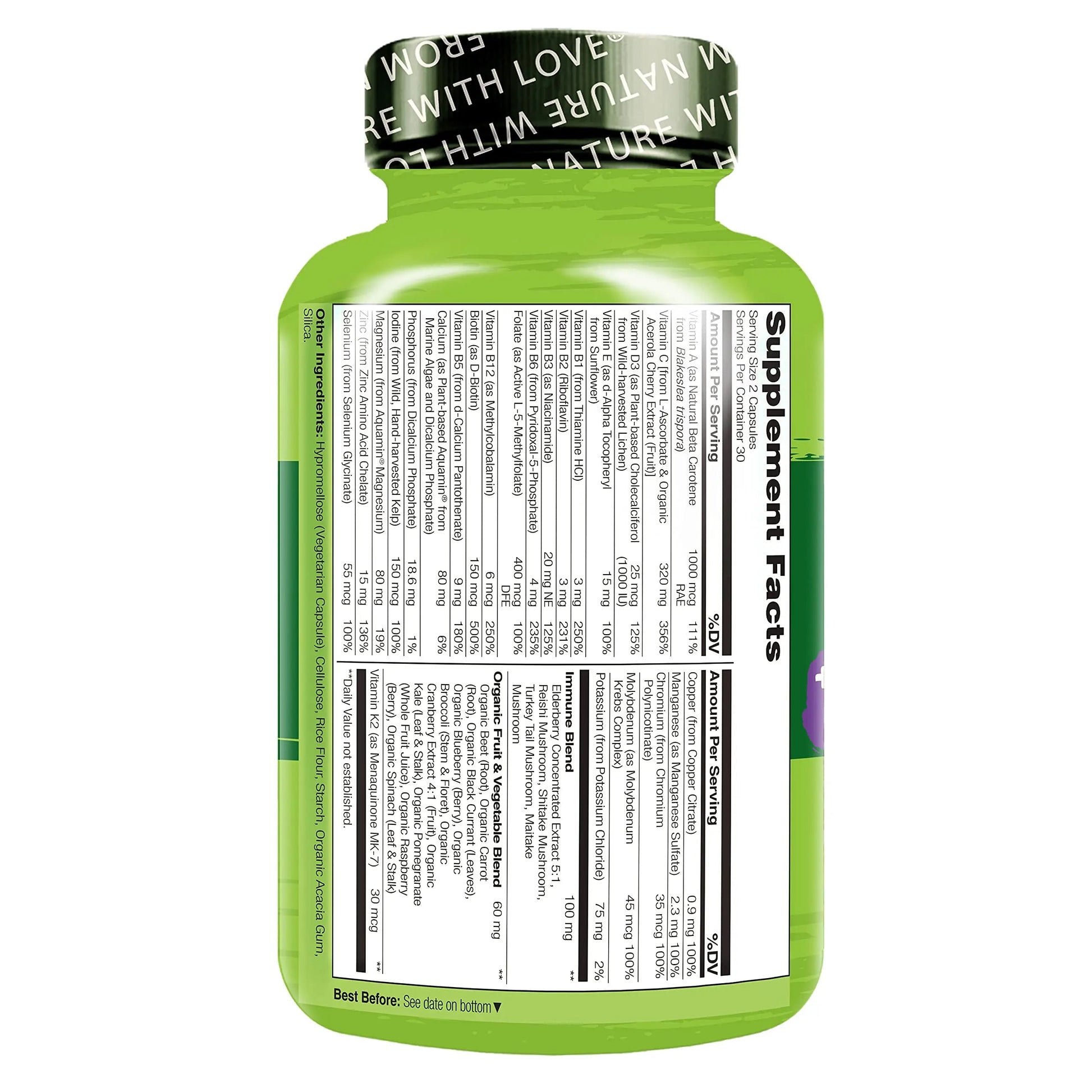 NATURELO Whole Food Multivitamin + Immune Blend with Elderberry & Mushrooms - Complete Multivitamin with Extra Immune Support NATURELO buy supplements canada