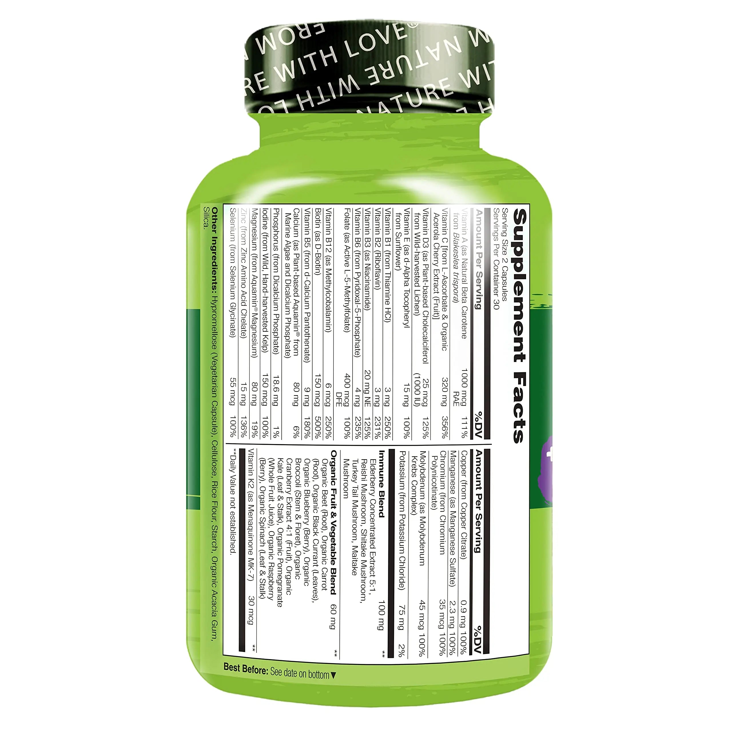 NATURELO Whole Food Multivitamin + Immune Blend with Elderberry & Mushrooms - Complete Multivitamin with Extra Immune Support NATURELO buy supplements canada