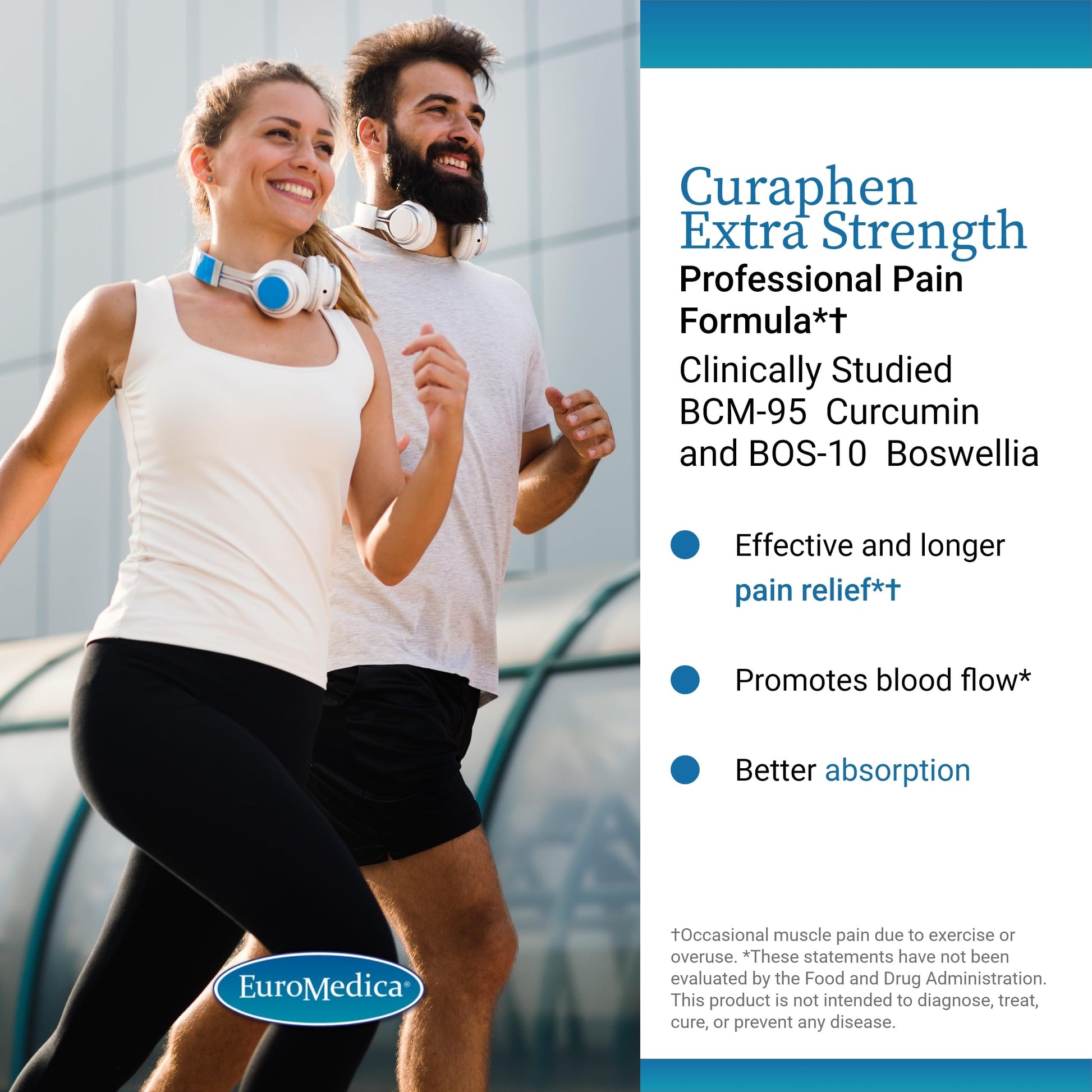 EuroMedica Curaphen Extra Strength - Curcumin & Boswellia Supplement for Healthy Circulation Support - Turmeric Supplement to Support Joints, Muscle Health & Endorphin Production - 60 Tablets EuroMedica buy supplements canada