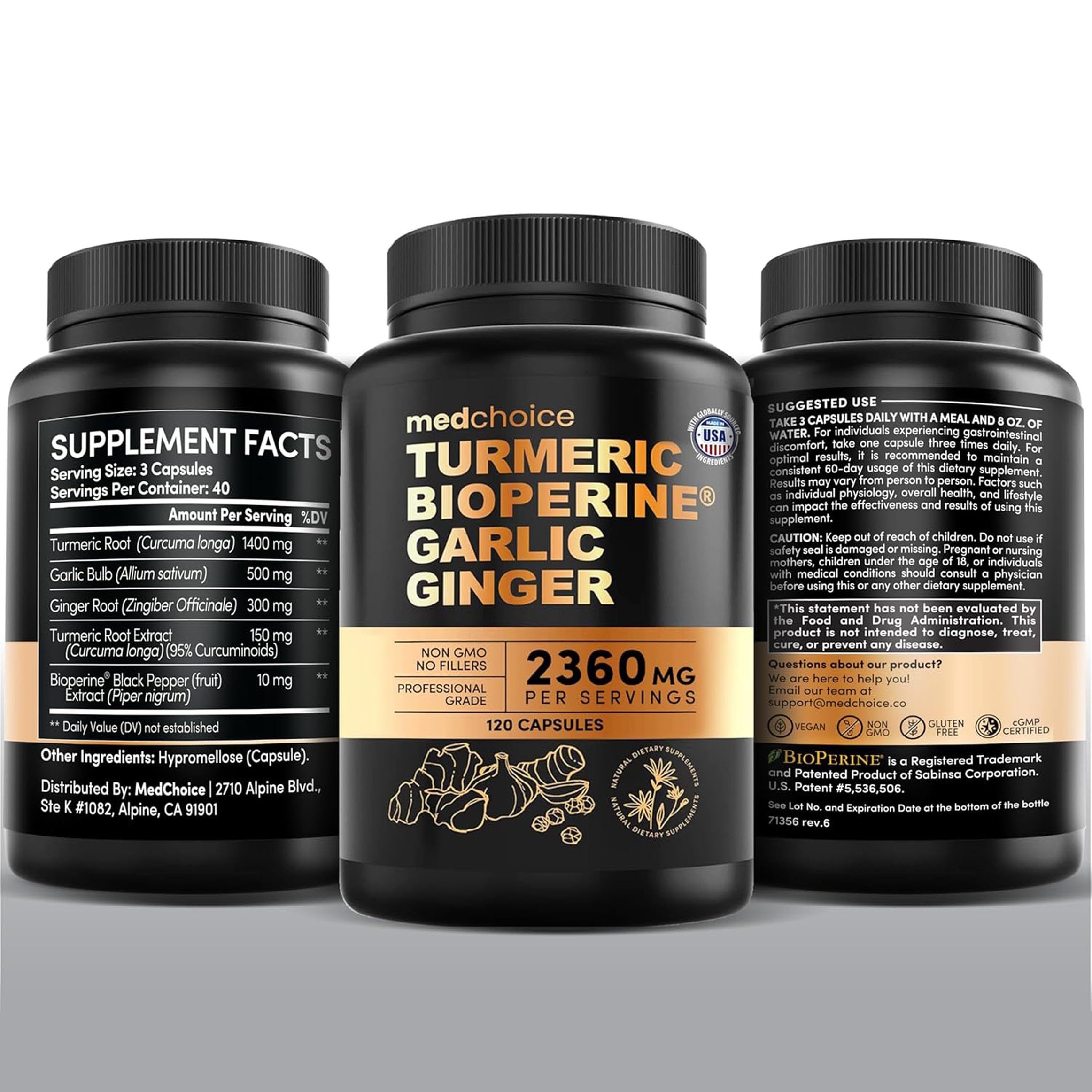 4-in-1 Turmeric Joint Support Supplements with Garlic and BioPerine - 2360 mg High Potency Herbal Blend for Mobility, Everyday Flexibility, Digestive Comfort MEDCHOICE buy supplements canada