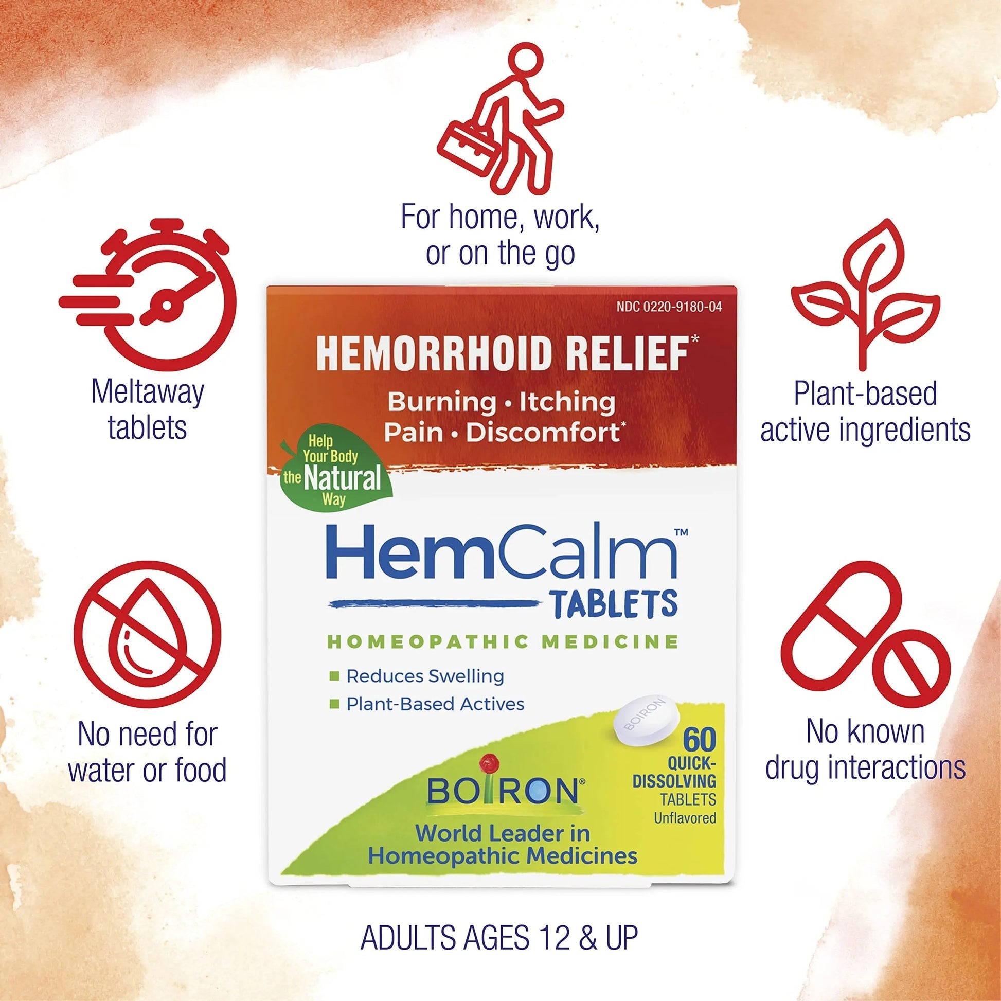 Boiron HemCalm Tablets for Hemorrhoid Relief of Pain, Itching, Swelling or Discomfort - 60 Count Boiron buy supplements canada