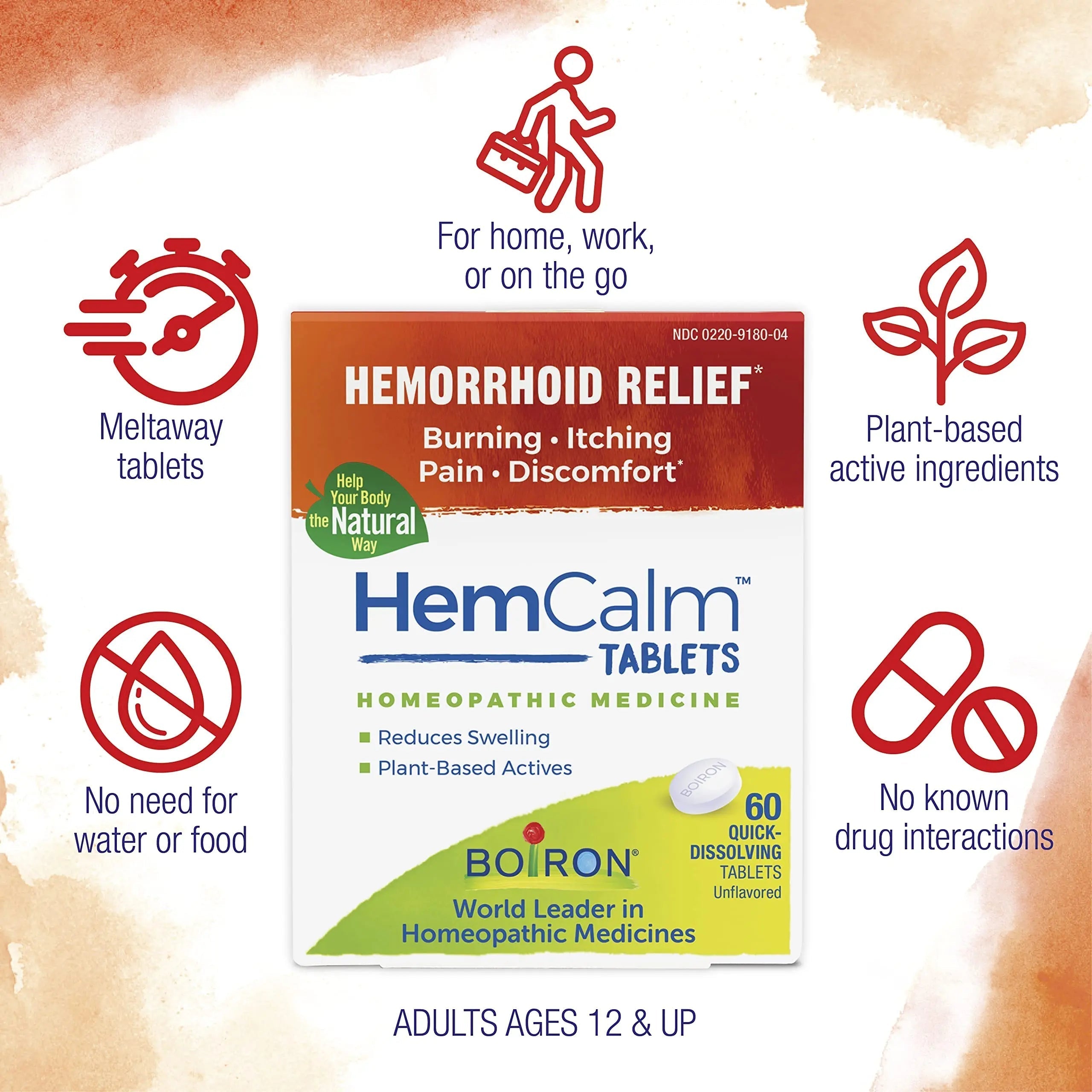 Boiron HemCalm Tablets for Hemorrhoid Relief of Pain, Itching, Swelling or Discomfort - 60 Count Boiron buy supplements canada