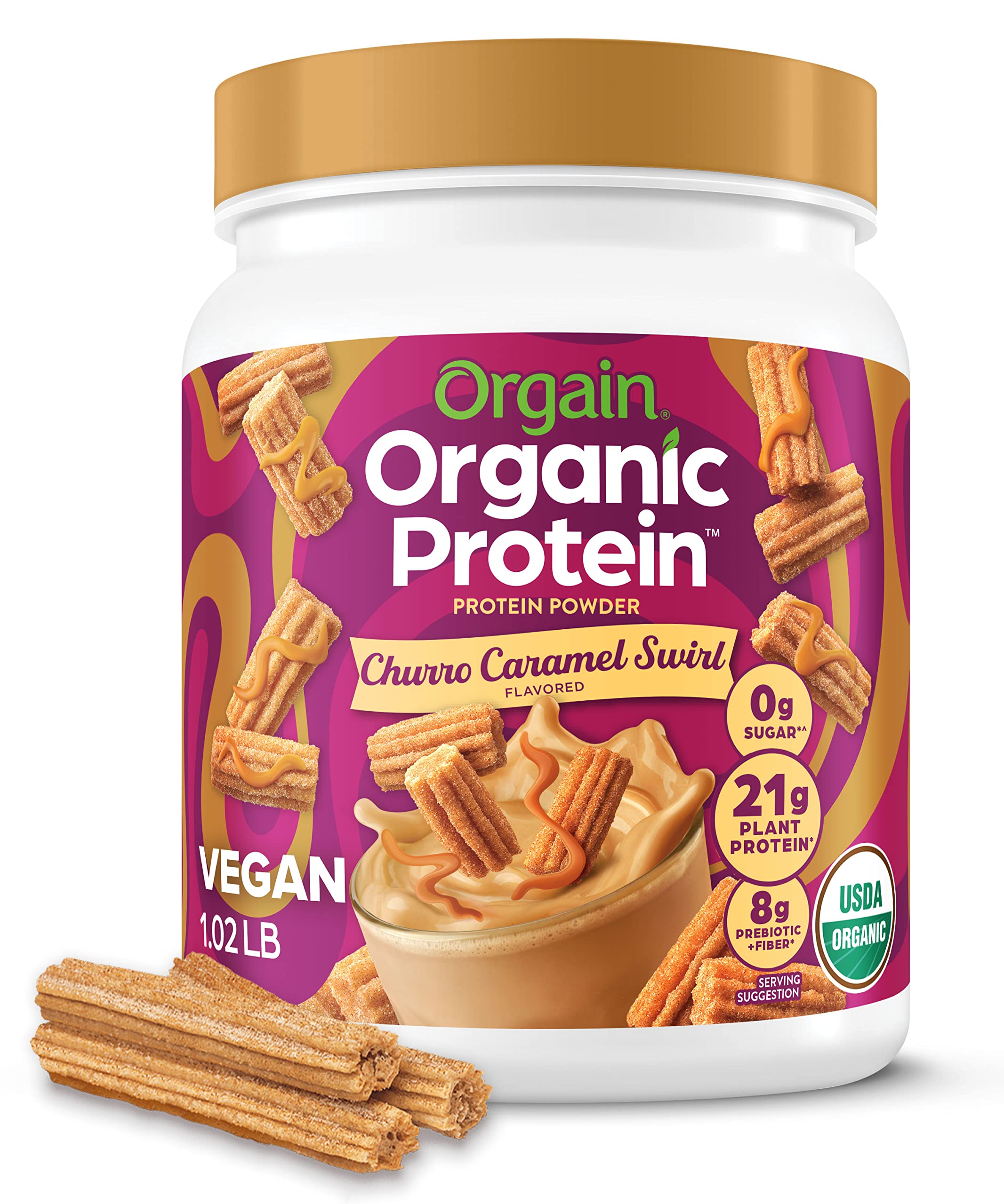 Orgain Organic Vegan Protein Powder, Churro Caramel Swirl - 21g Plant Based Protein Orgain buy supplements canada