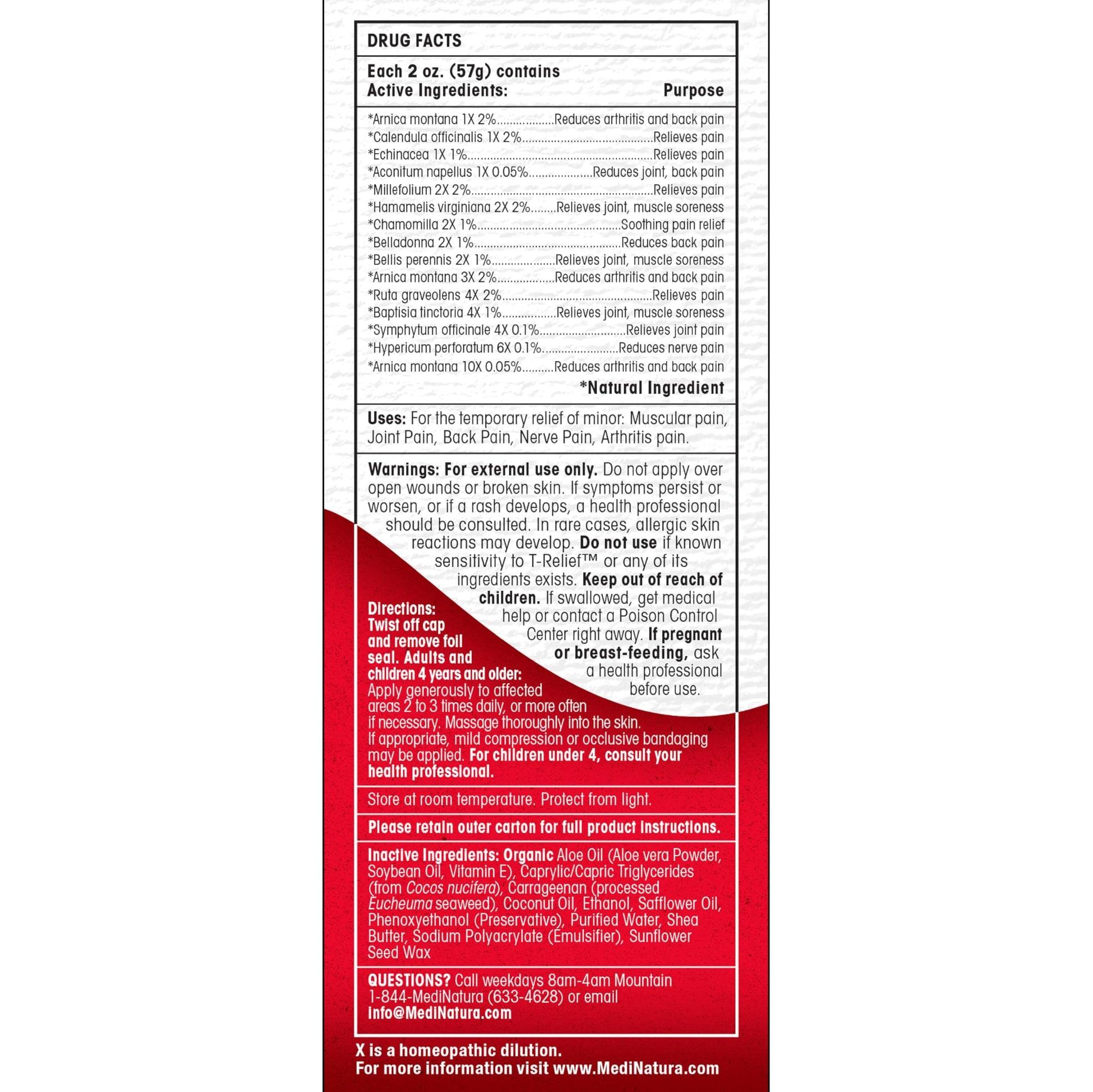 MediNatura T-Relief Extra Strength Discomfort Relief-Naturally-Soothing Cream That Supports Sore Joints-Stiffness & Body Ache Aid-Homeopathic Herbal Rub-Fast-Absorbing & Non-Sticky Lotion - 2 oz MediNatura buy supplements canada