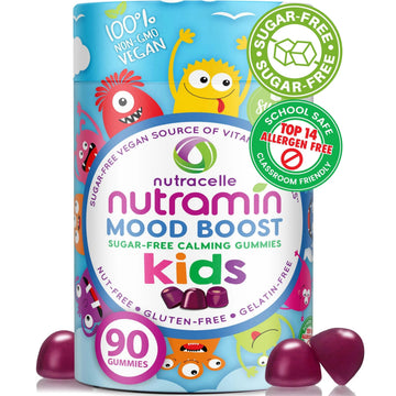 NUTRAMIN Kids Mood Boost Vegan Vitamin Gummy: Calming Magnesium Citrate Supplement for Children with Ashwagandha & Vitamin B Complex to Relax & Focus Nutracelle buy supplements canada