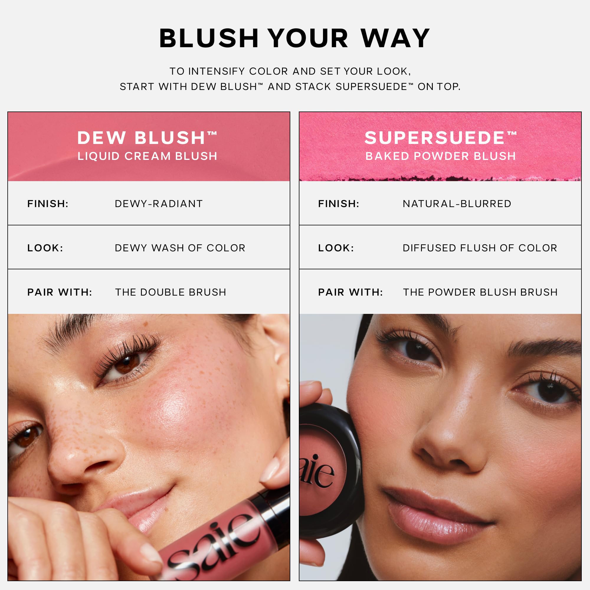 Saie Cheek Flush Duo - Dew Liquid Blush (.40 oz, Lady), SuperSuede Baked Powder Blush (.01 oz, Mia) - Layerable, Skin-Nourishing Blushes for a Seamless Radiant Finish Saie buy supplements canada