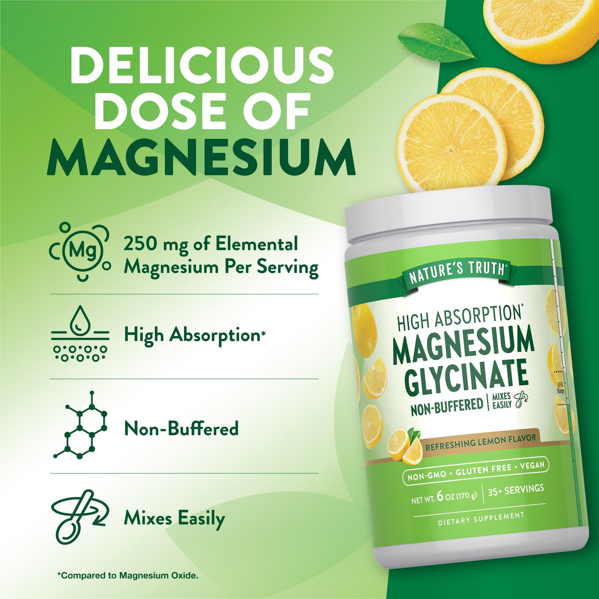 Nature's Truth Magnesium Glycinate Powder | 6 oz | Lemon Flavor | High Absorption | Vegan, Non-GMO, Gluten Free Supplement Nature's Truth buy supplements canada