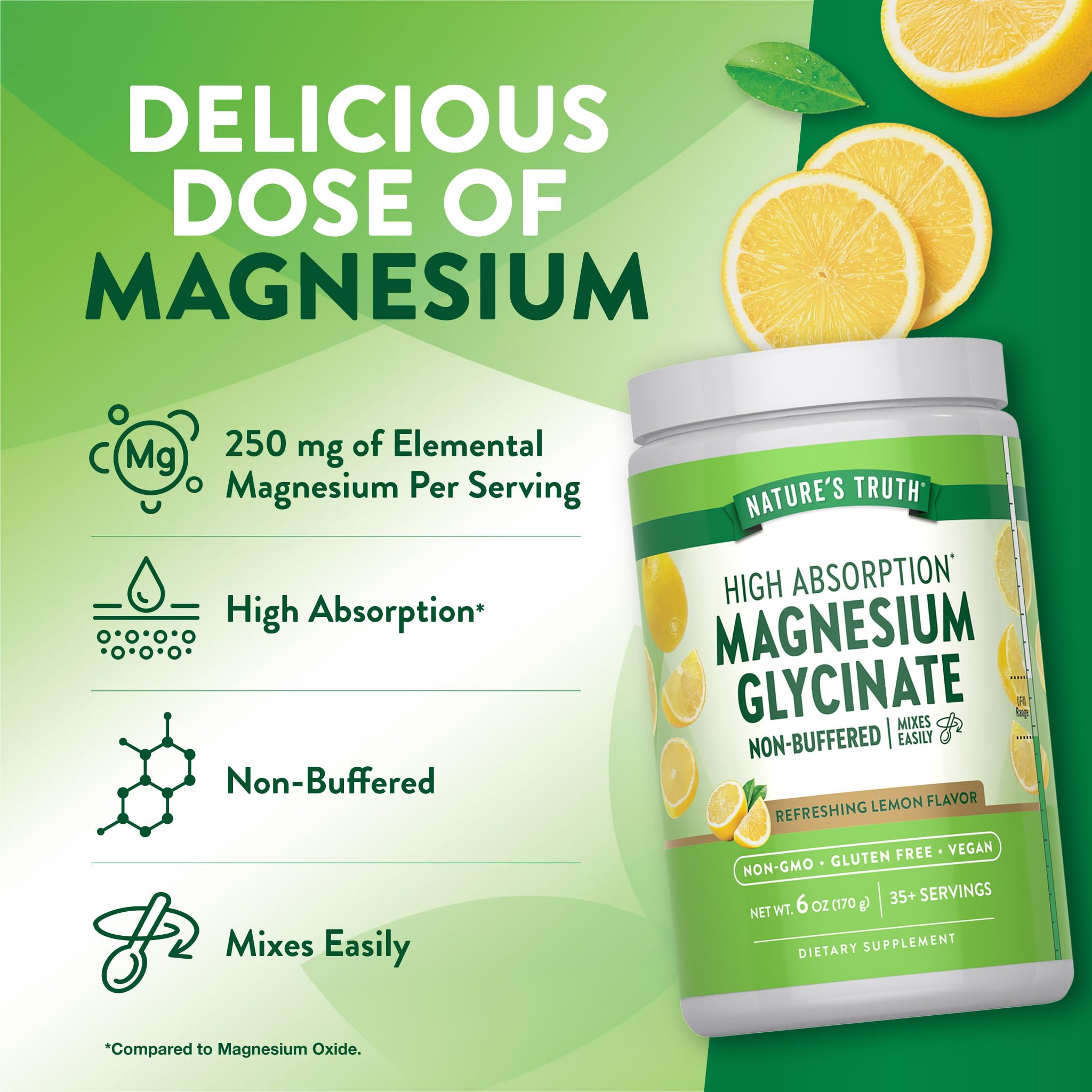 Nature's Truth Magnesium Glycinate Powder | 6 oz | Lemon Flavor | High Absorption | Vegan, Non-GMO, Gluten Free Supplement Nature's Truth buy supplements canada