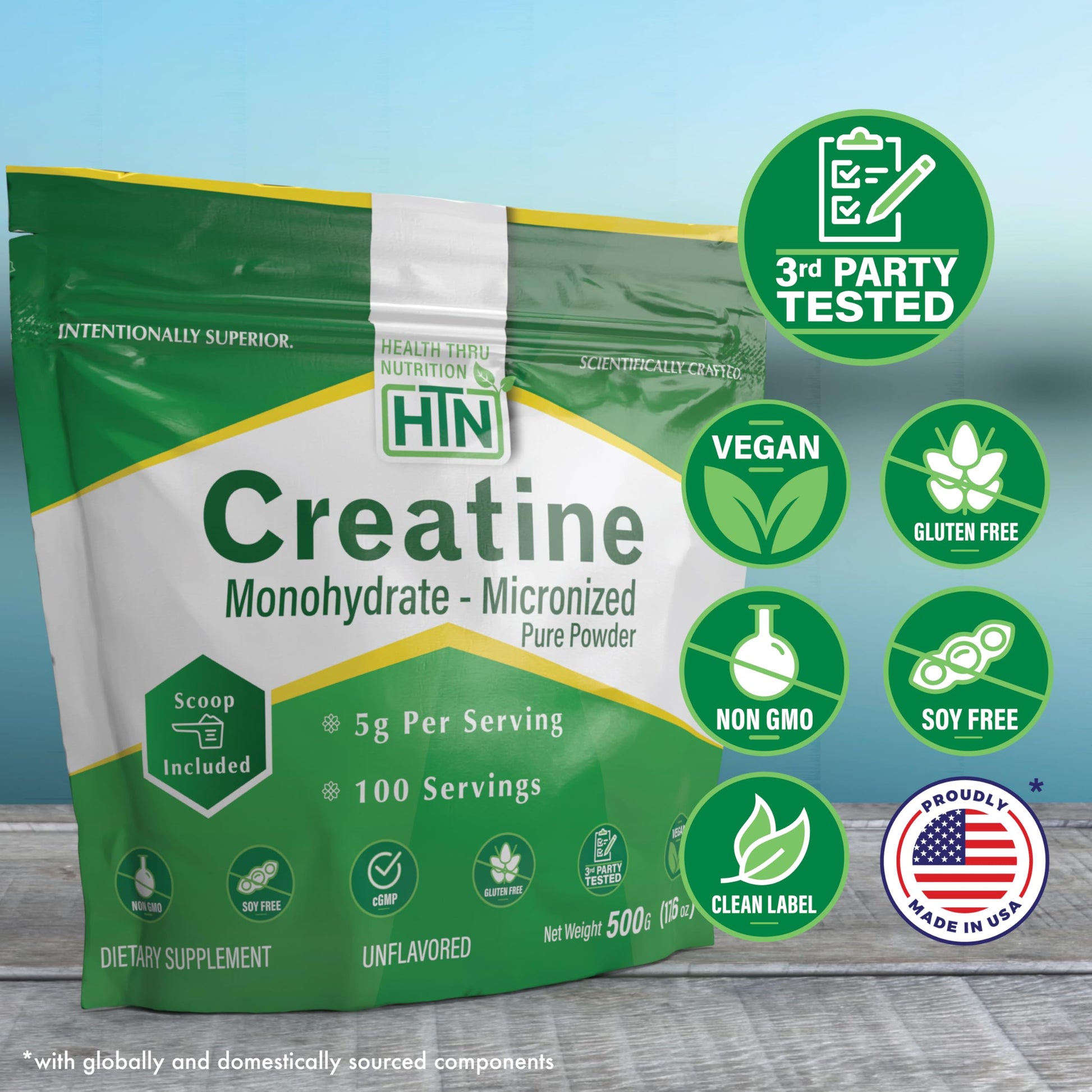Health Thru Nutrition Creatine Monohydrate Micronized Powder – 500g Pure Unflavored – 5g Per Scoop – Workout Support, Muscle Fuel and Recovery Bulk Supplement | Non-GMO, Vegan Health Thru Nutrition buy supplements canada