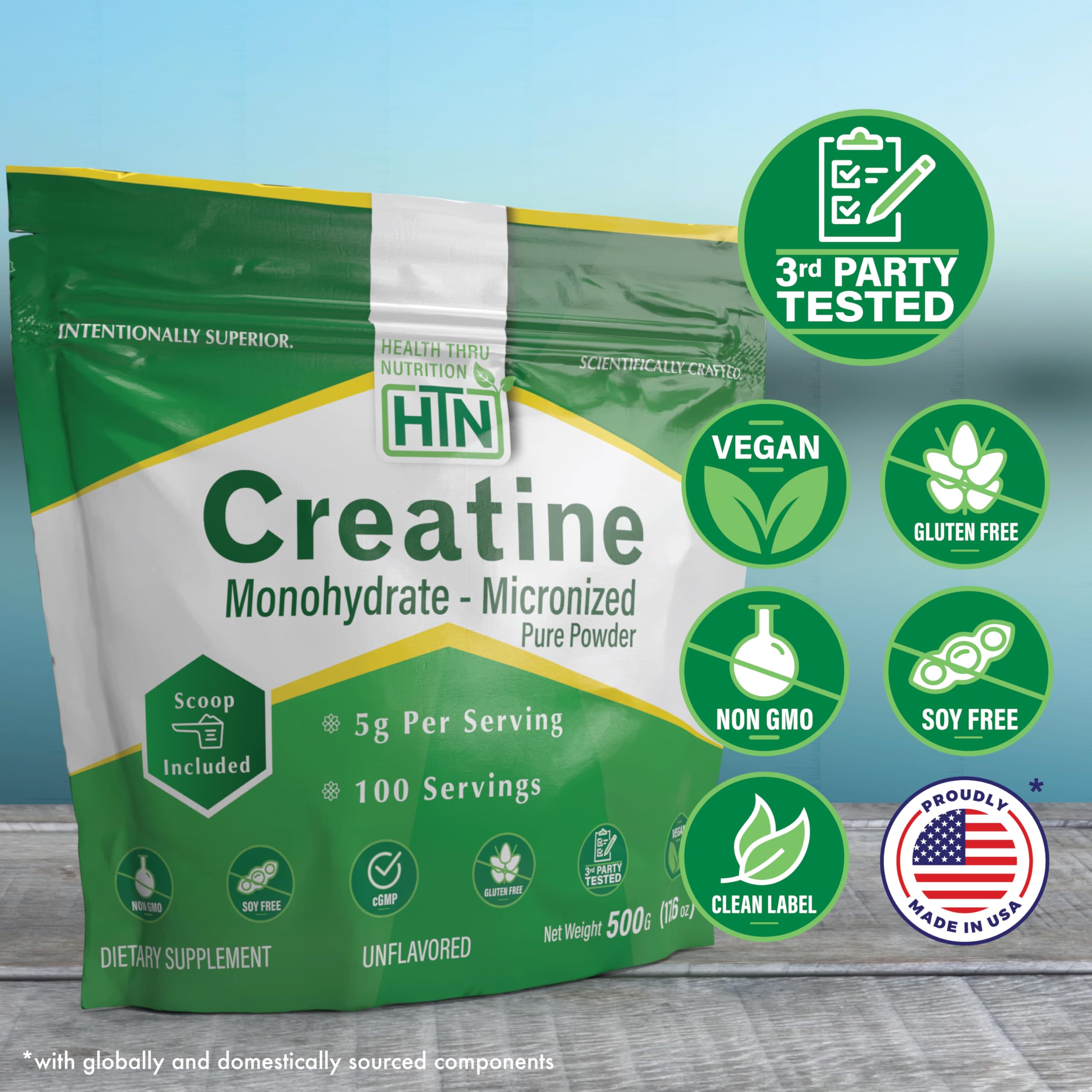 Health Thru Nutrition Creatine Monohydrate Micronized Powder – 500g Pure Unflavored – 5g Per Scoop – Workout Support, Muscle Fuel and Recovery Bulk Supplement | Non-GMO, Vegan Health Thru Nutrition buy supplements canada