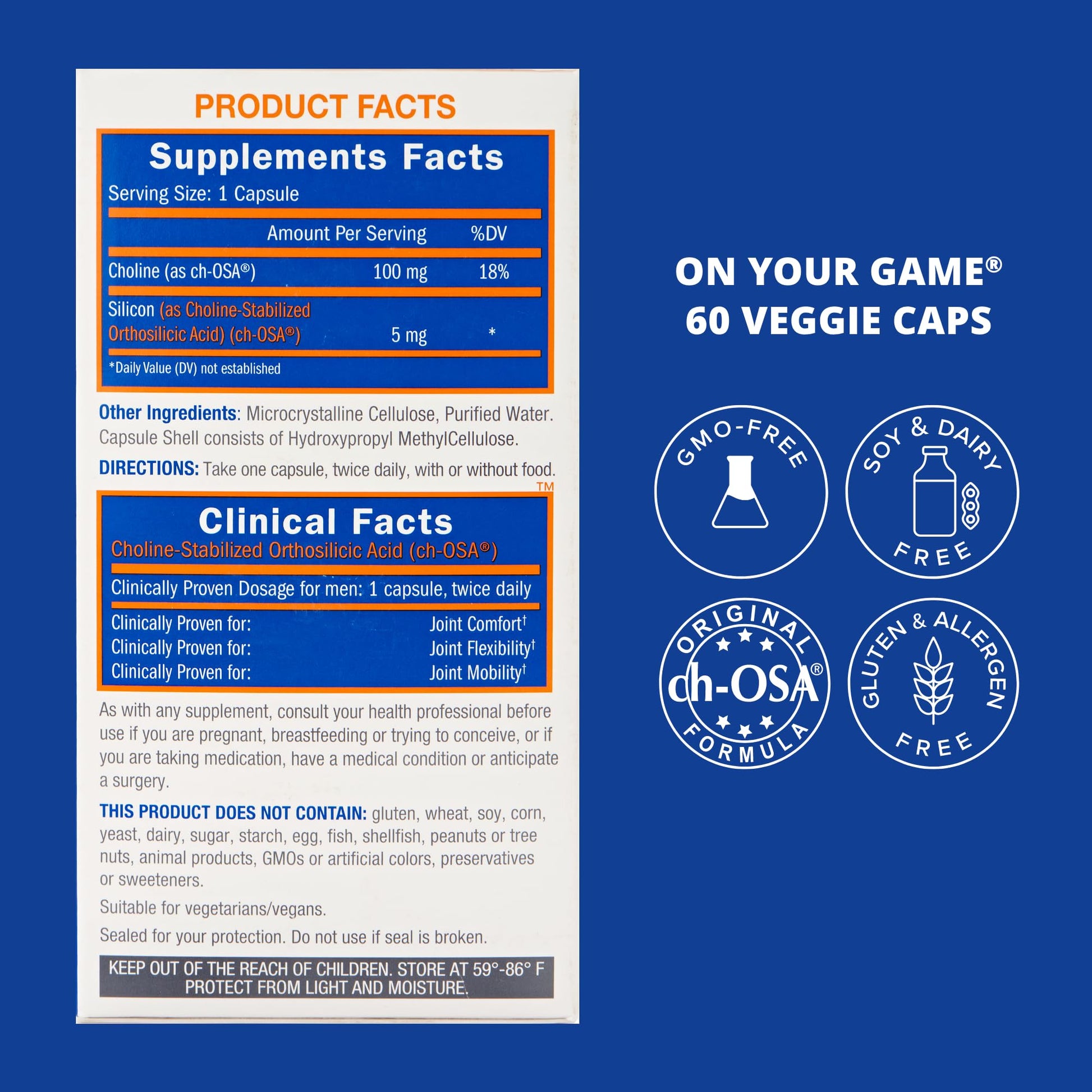 Biosil On Your Game - 60 Veggie Capsules, Pack of 2 - with Patented ch-OSA Complex - Increase Collagen Production for Joint Pain Relief, Flexibility & Range of Motion - GMO Free - 60-Day Supply Biosil buy supplements canada