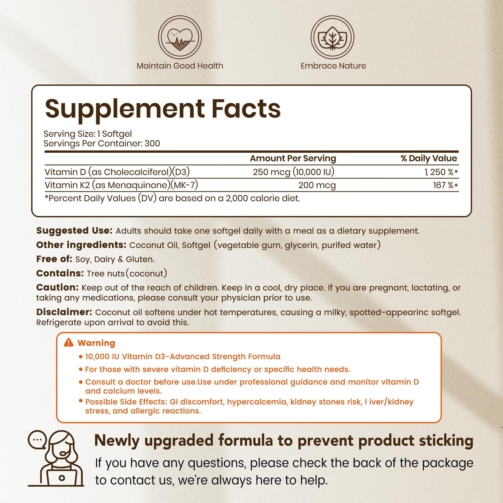 VEV Corefeel Vitamin D3 K2 10,000 IU, 200 mcg MK-7, 300 Coconut Oil Softgels, 2 in 1 Vitamins Supplement D & K (Include MK7), Easy to Swallow VEV buy supplements canada
