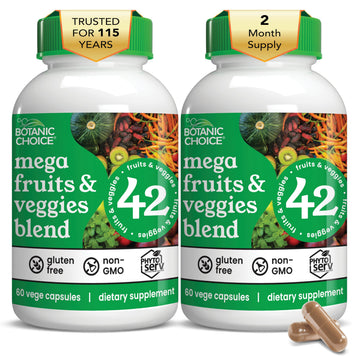 Botanic Choice Since 1910 - Mega Fruits & Veggies Blend - 42 Fruits and Vegetables - 2 Caps Daily - 60 Count Supplement - 2 Pack Botanic Choice buy supplements canada