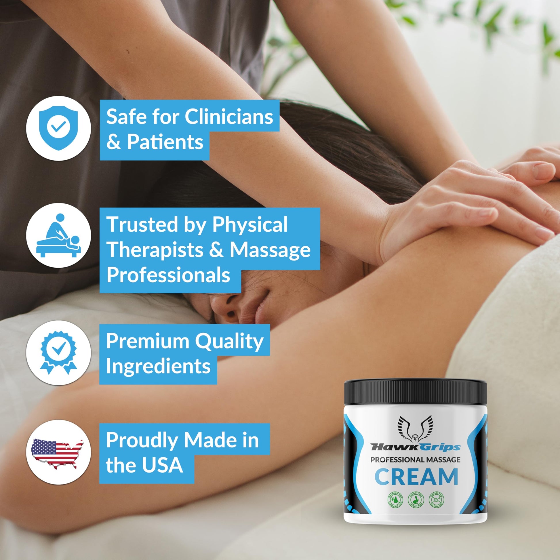 HawkGrips 8oz Massage Emollient and 8oz Massage Cream Bundle, Unscented, IASTM Massage, Cupping Therapy, Whole Body Muscle Cream, Deep Tissue Professional Massage Therapy HawkGrips buy supplements canada