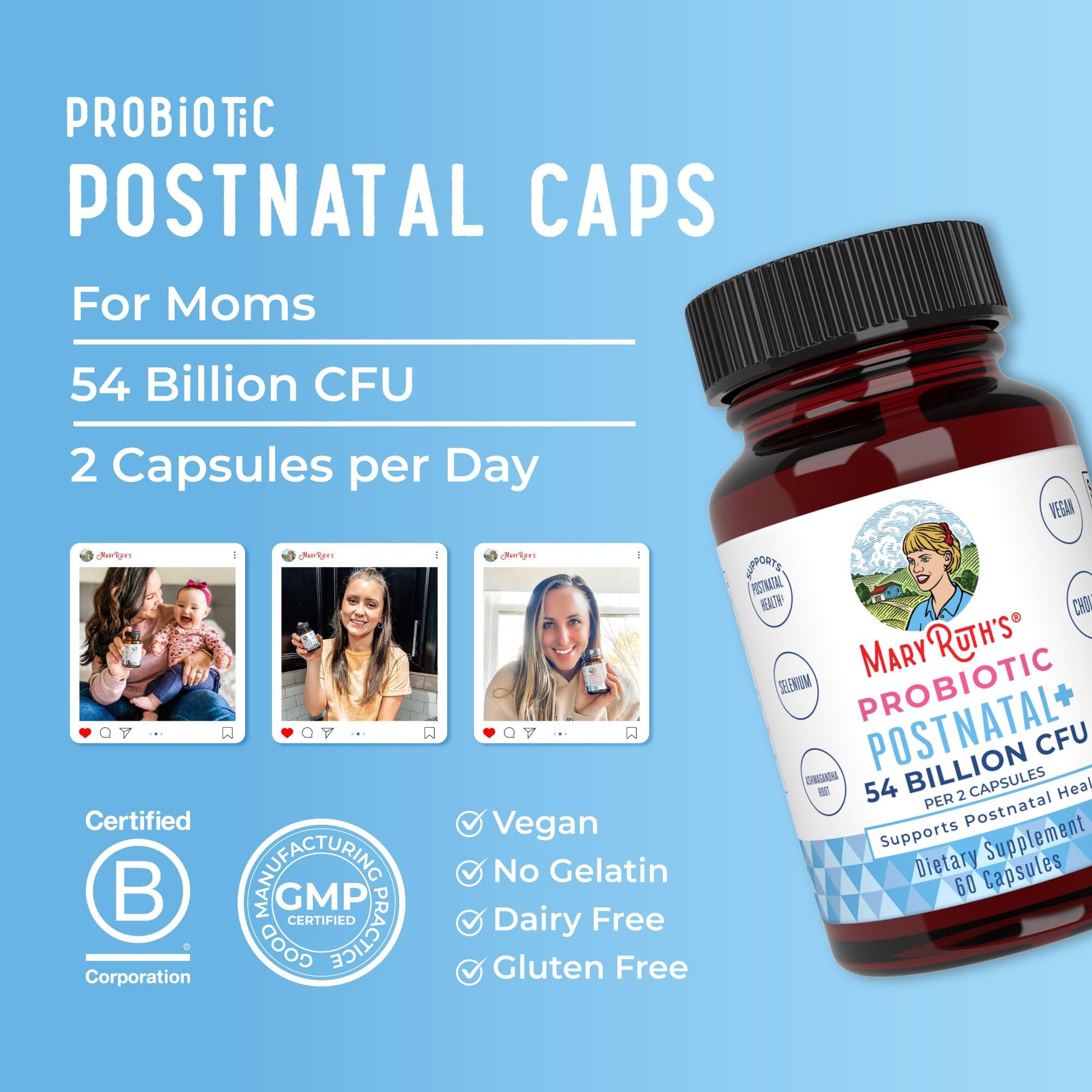 MaryRuth Organics Postnatal Probiotics for Breastfeeding Women | Nursing Probiotic Capsules with Vitamins | Minerals & Antioxidants | 54 Billion CFU | Non-GMO | Vegan | 30 Servings MARYRUTH'S buy supplements canada