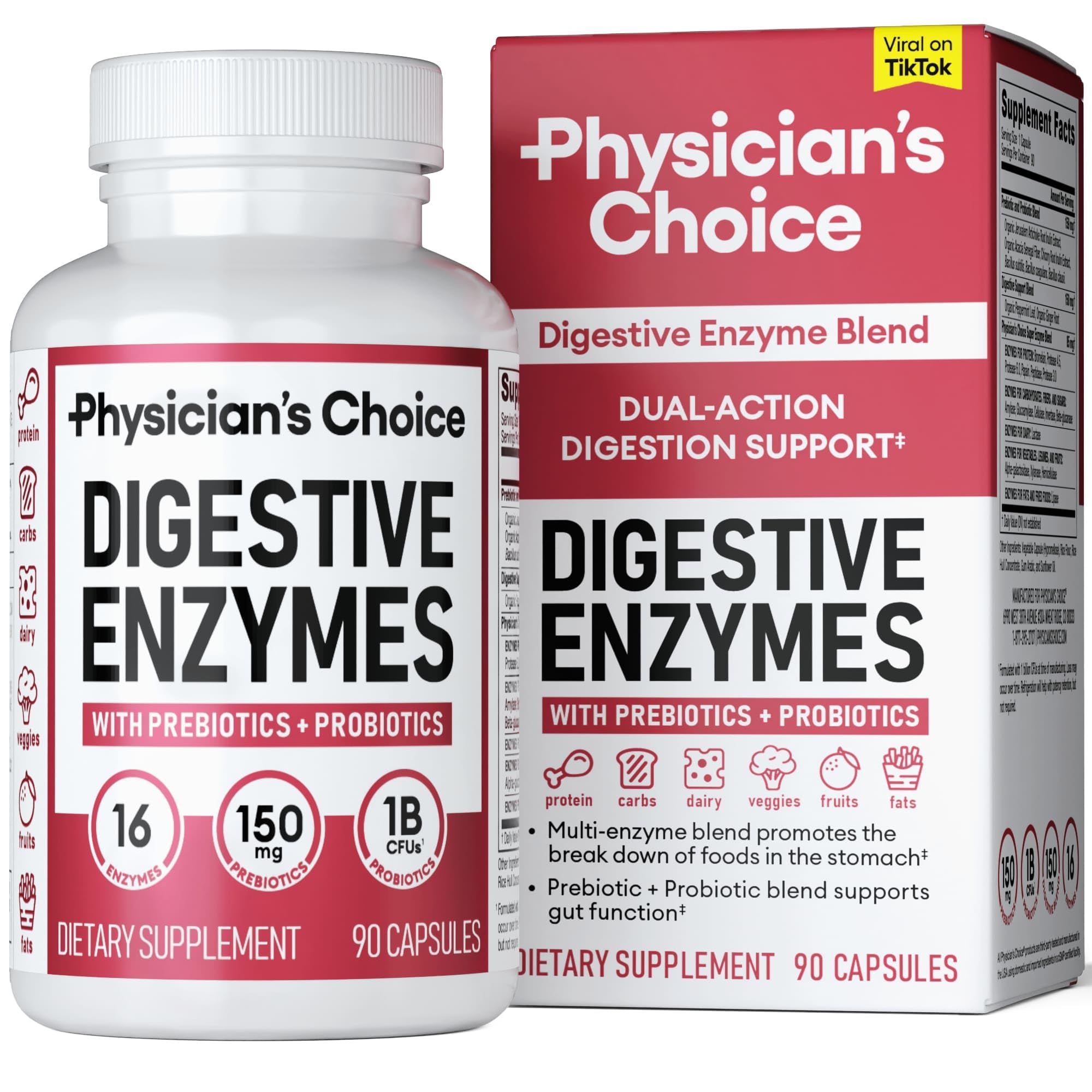 Physician's CHOICE Digestive Enzymes - Multi Enzymes, Organic Prebiotics & Probiotics Physician's CHOICE buy supplements canada
