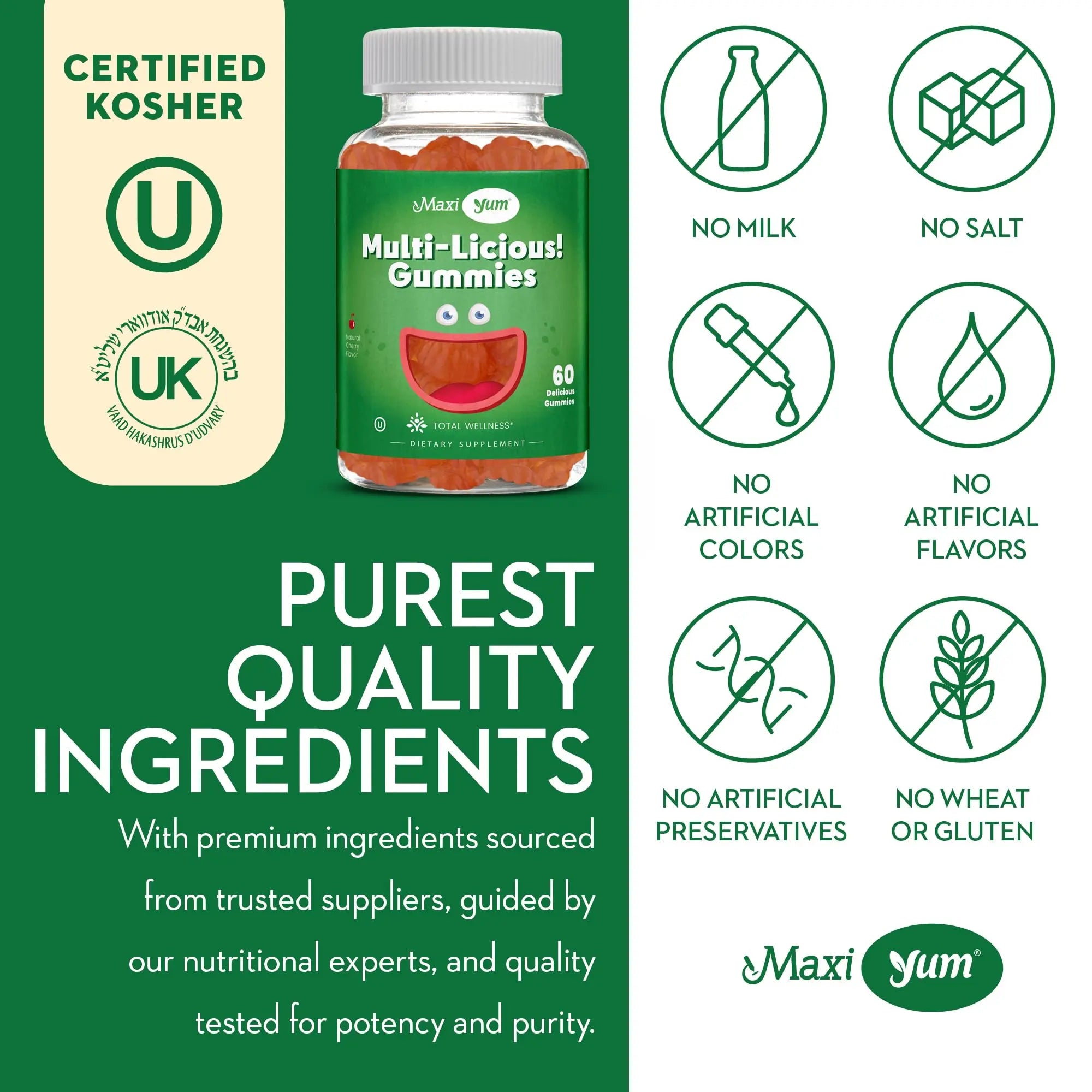 Maxi Health Multivitamin Gummies Vitamins for Adults & Kids - Cherry Flavored Gummy Multivitamins - 60 Vitamin Gummies for Women and Men Maxi Health buy supplements canada