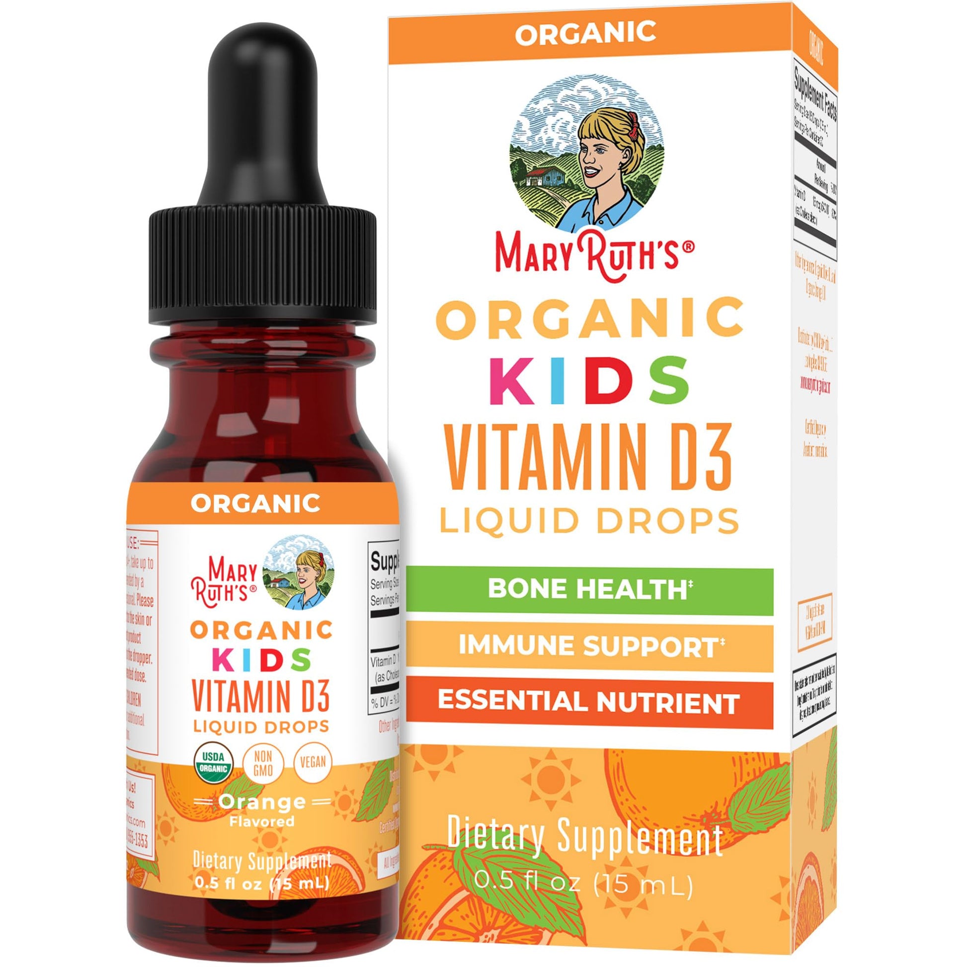 MaryRuth Organics USDA Organic Vitamin D3 Liquid Drops for Kids | 640 IU Vitamin D3 Per Serving | Kids Immune Support & Bone Health Supplement | Formulated for Ages 4-13 | 0.5oz | 30 Servings MARYRUTH'S buy supplements canada