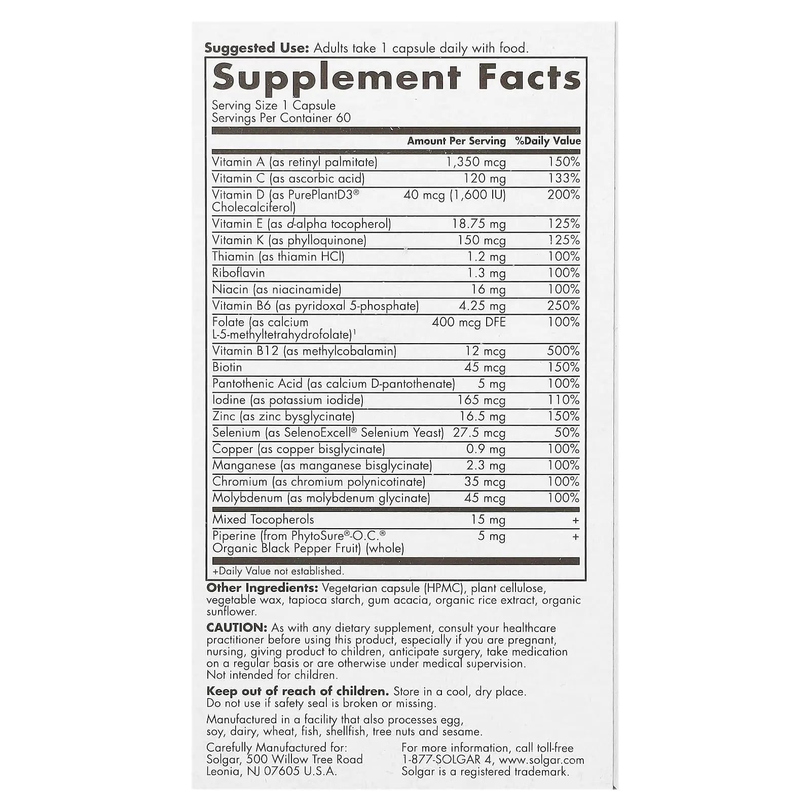 Solgar One Daily Men's Multivitamin Whole Body Support Supplement, Highly Absorbable Delayed Release One Daily Multi Vitamin Capsules for Men Solgar buy supplements canada