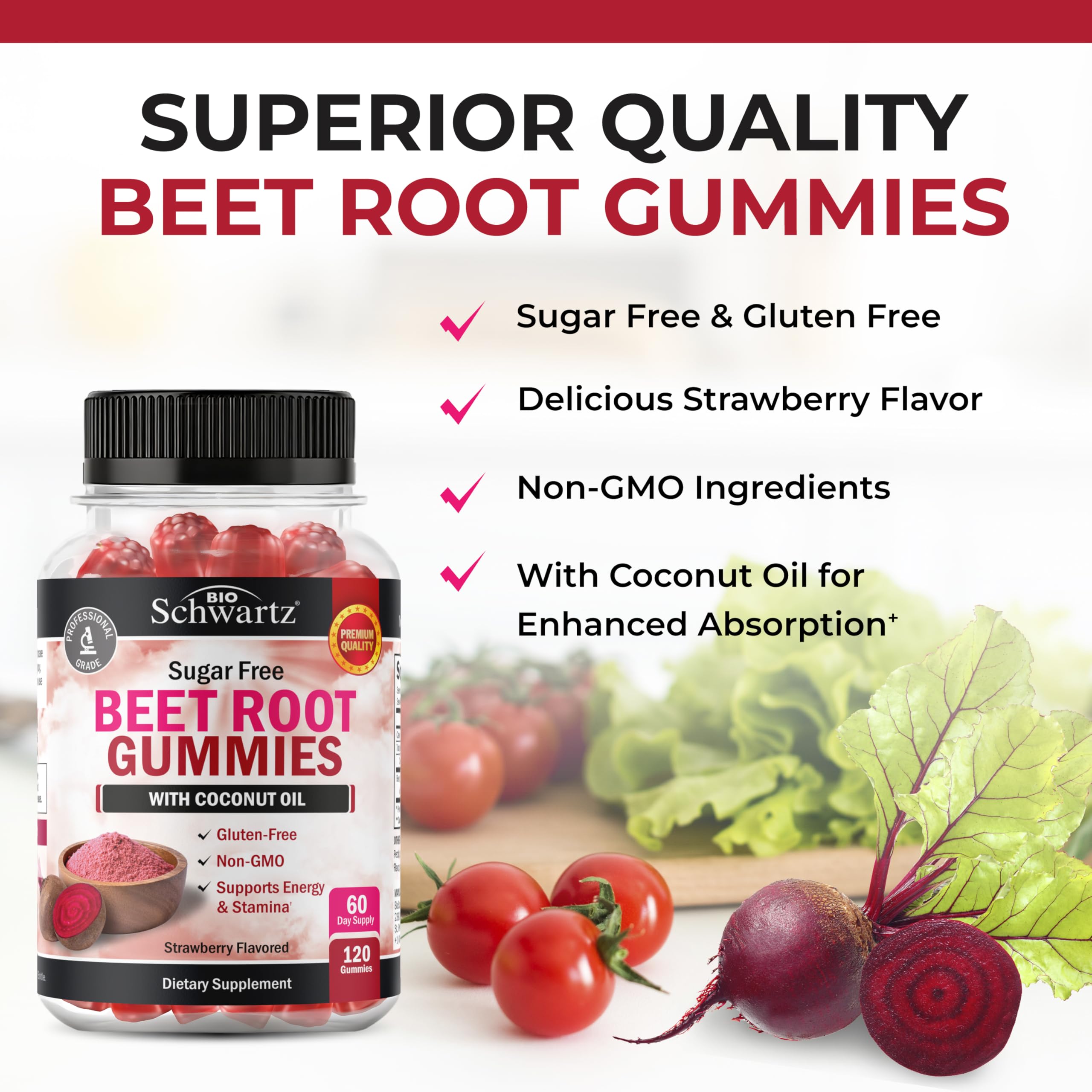 Sugar Free Beet Root Gummies - Nitric Oxide Gummies Infused with Coconut Oil for Highest Absorption - Supports Energy & Whole Body Health BioSchwartz buy supplements canada