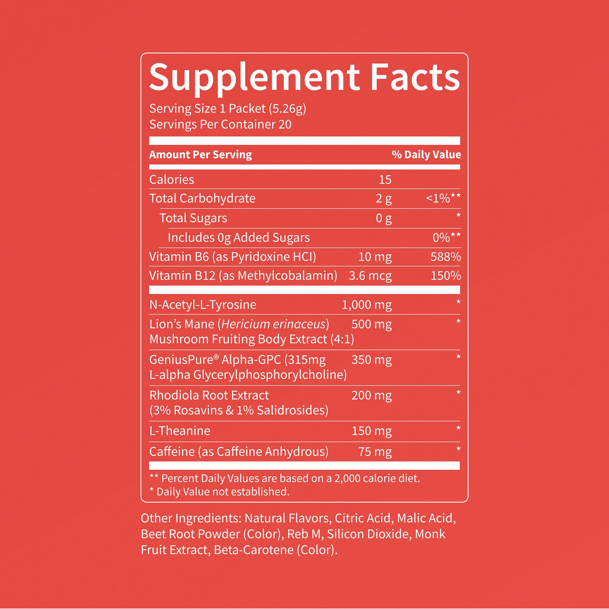 Nello Superfocus – Nootropic Focus Drink Mix for Productivity, Caffeine, L-Theanine, Rhodiola Rosea, Alpha-GPC, Lion’s Mane, Tyrosine, Sugar-Free Packets - With Caffeine (Pack of 20) (20 Servings (Caffeine), Fruit Punch) Nello buy supplements canada
