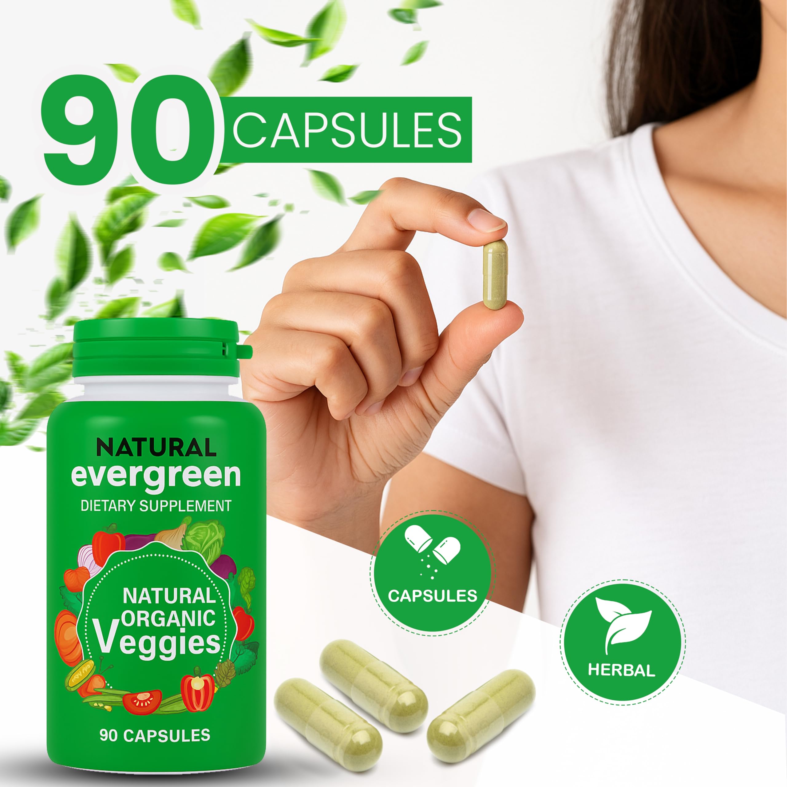 Fruit and Veggies Supplement – 100% Natural Super Greens Blend with Fruits & Vegetables | Veggie Capsules for Adults & Kids | Daily Nutrient Support Packed with Natural Vitamins & Minerals Natural Evergreen buy supplements canada