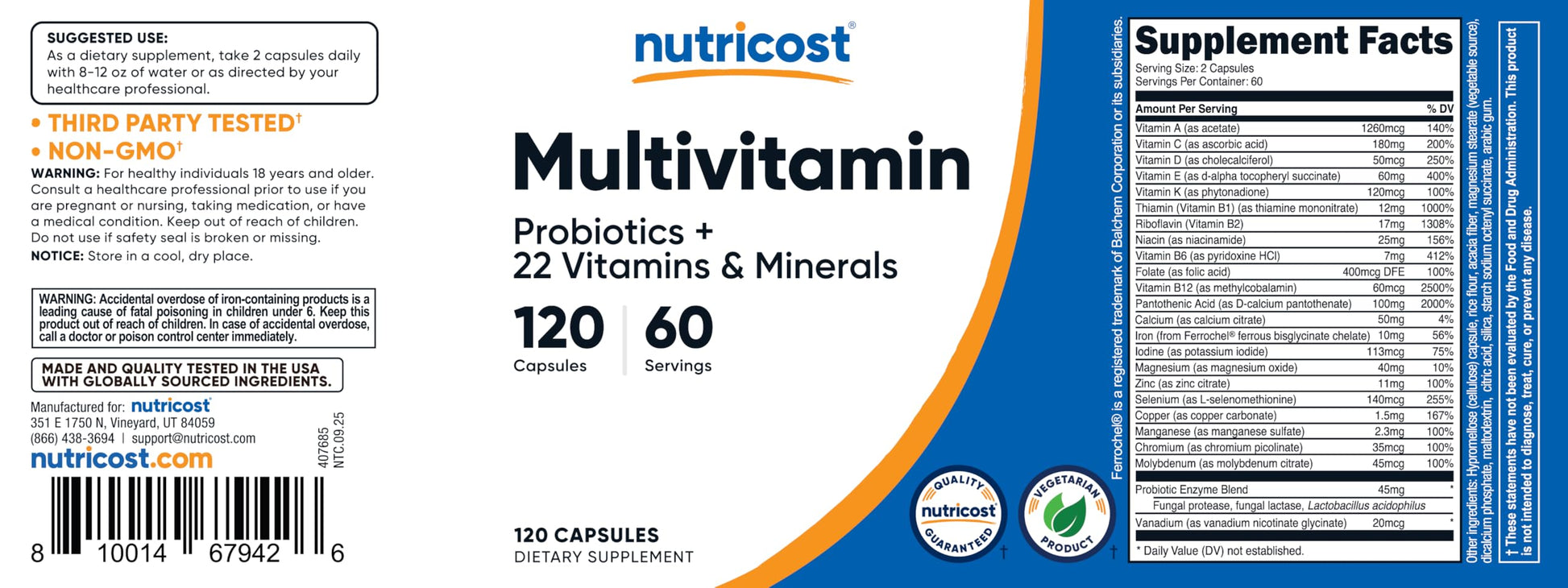 Nutricost Multivitamin with Probiotics 120 Vegetarian Capsules - Packed with Vitamins & Minerals Nutricost buy supplements canada