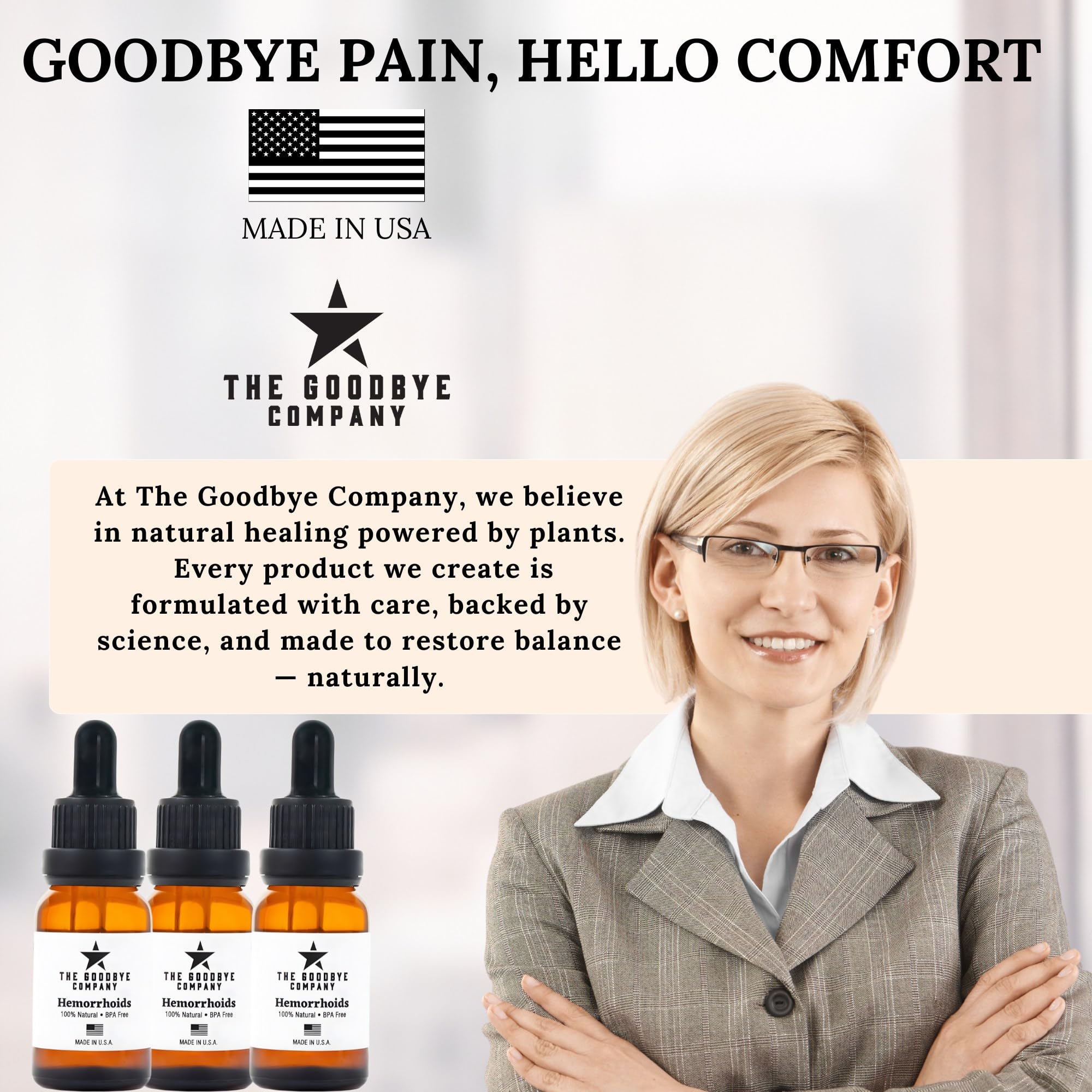 The Goodbye Company Organic Hemorrhoid Relief Serum - Natural Witch Hazel Treatment for Pain, Itch & Swelling - Internal External Soothing Formula - Vegan, USA Made, 15mL The Goodbye Company buy supplements canada